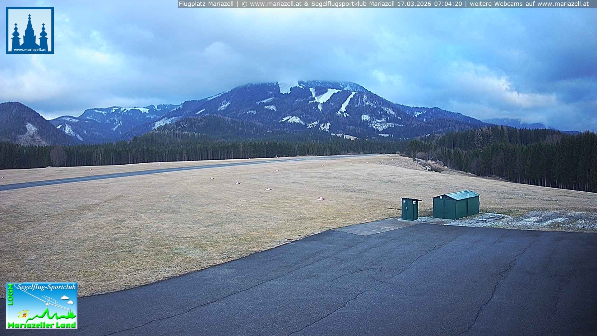 Archiv Foto Webcam Flugplatz Mariazell Blick Richtung Nordwesten