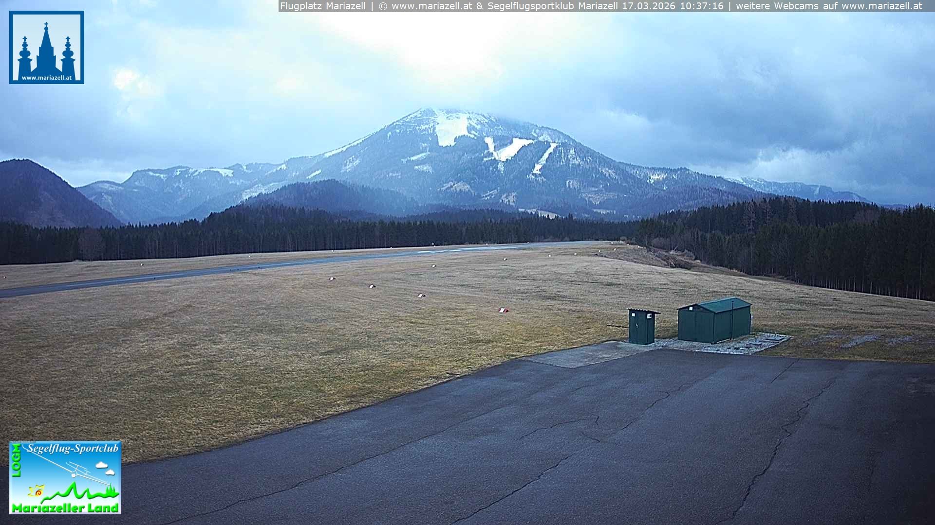 Archiv Foto Webcam Flugplatz Mariazell Blick Richtung Nordwesten