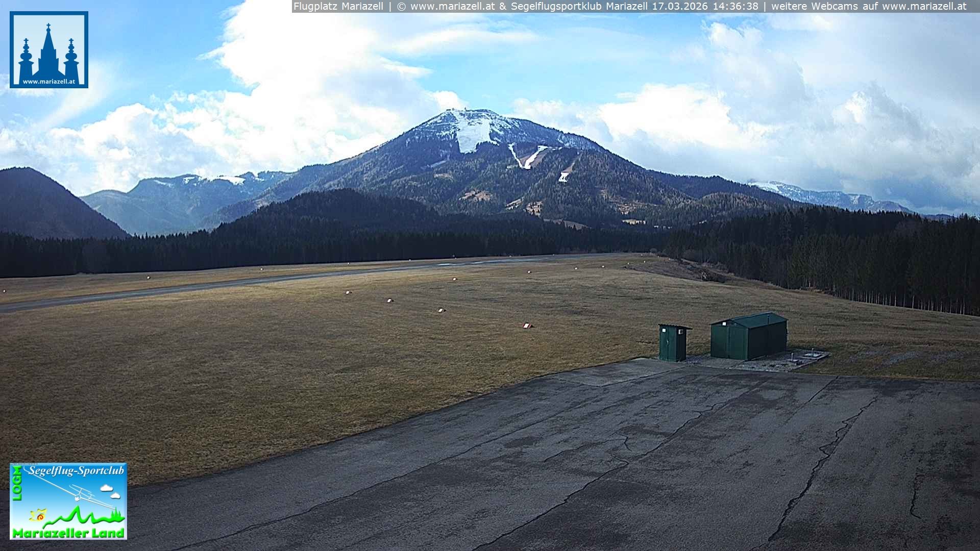 Archiv Foto Webcam Flugplatz Mariazell Blick Richtung Nordwesten