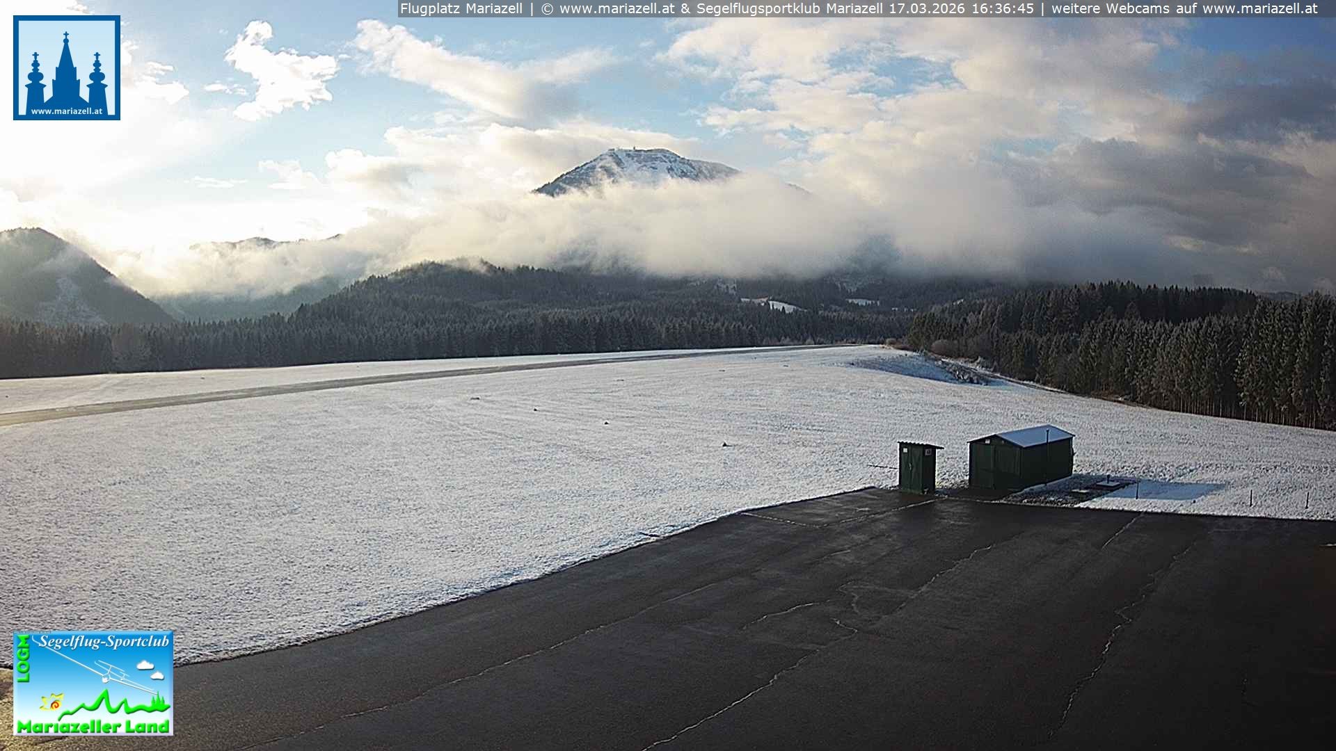 Archiv Foto Webcam Flugplatz Mariazell Blick Richtung Nordwesten