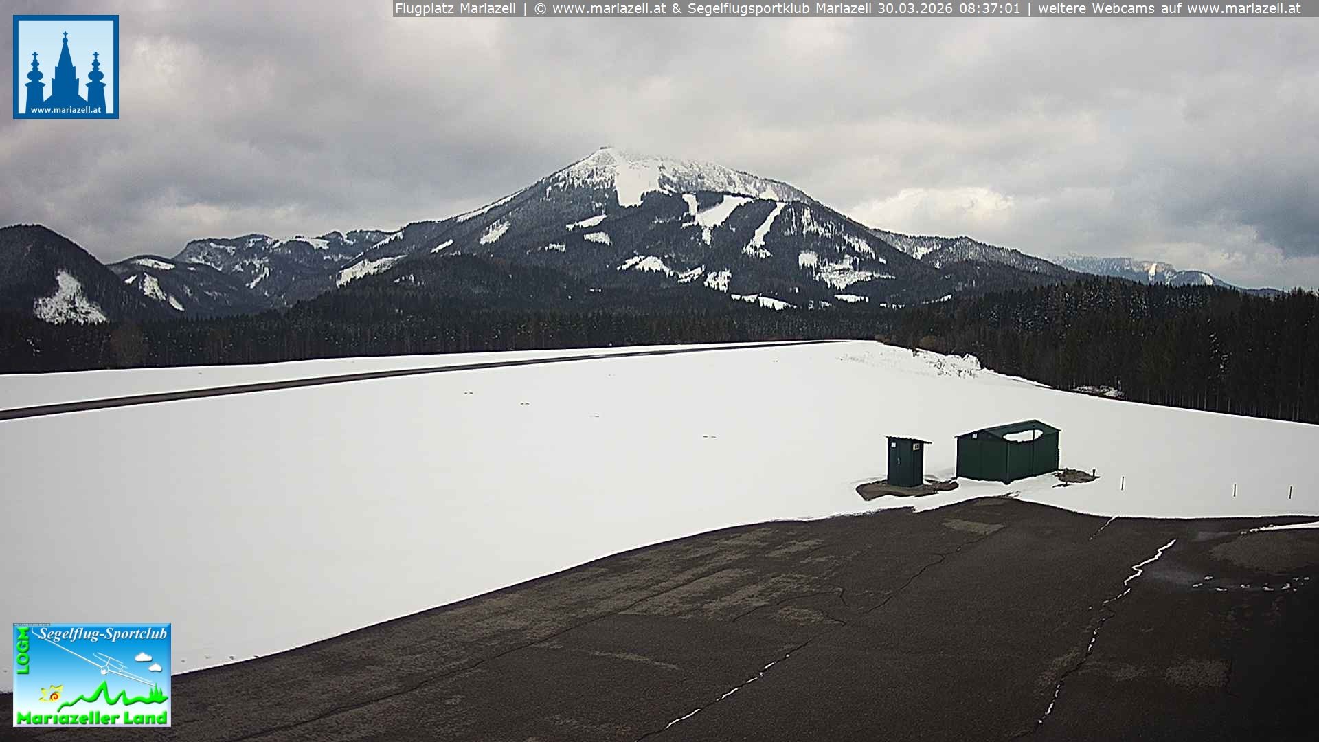 Archiv Foto Webcam Flugplatz Mariazell Blick Richtung Nordwesten