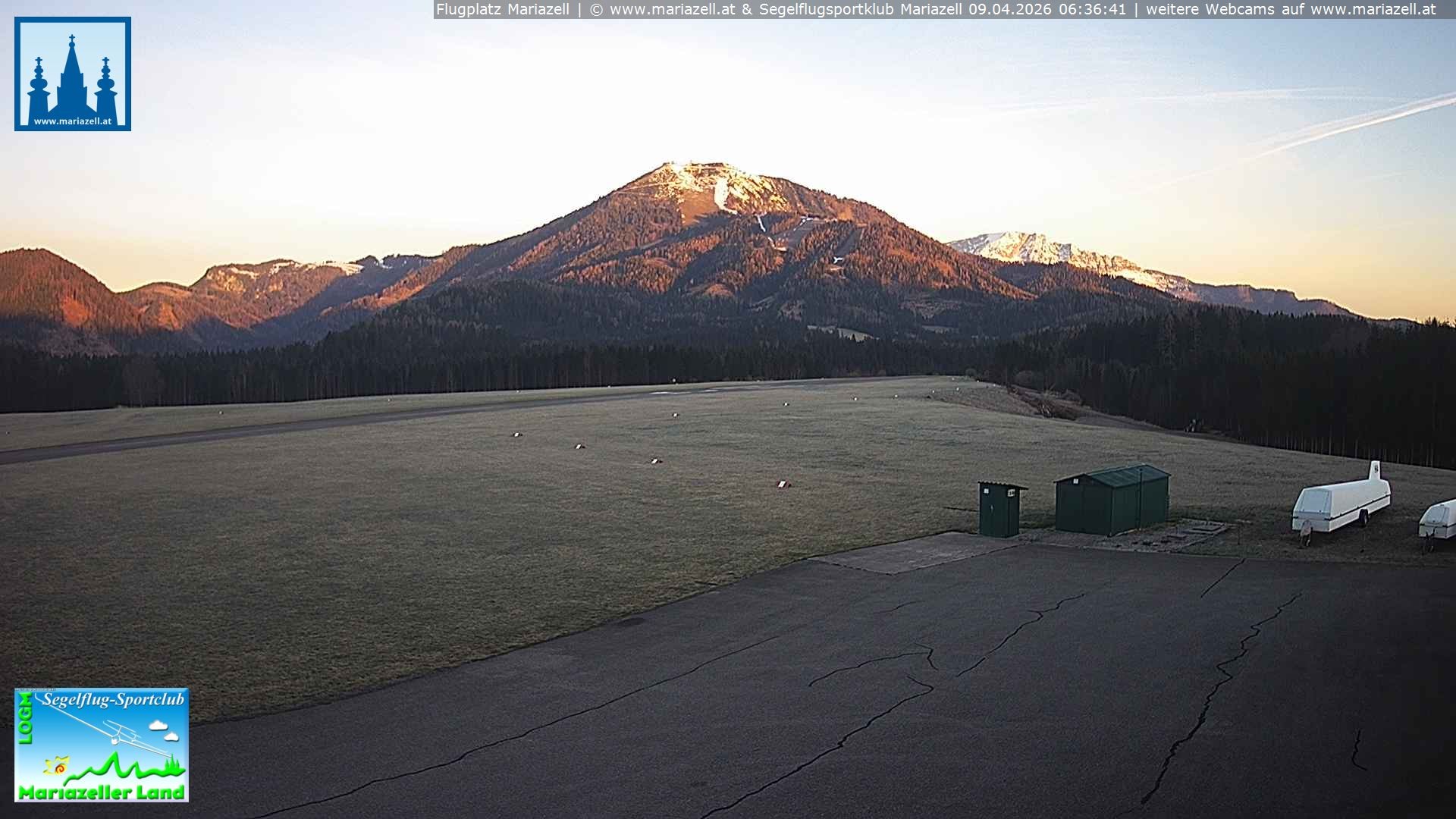 Archiv Foto Webcam Flugplatz Mariazell Blick Richtung Nordwesten