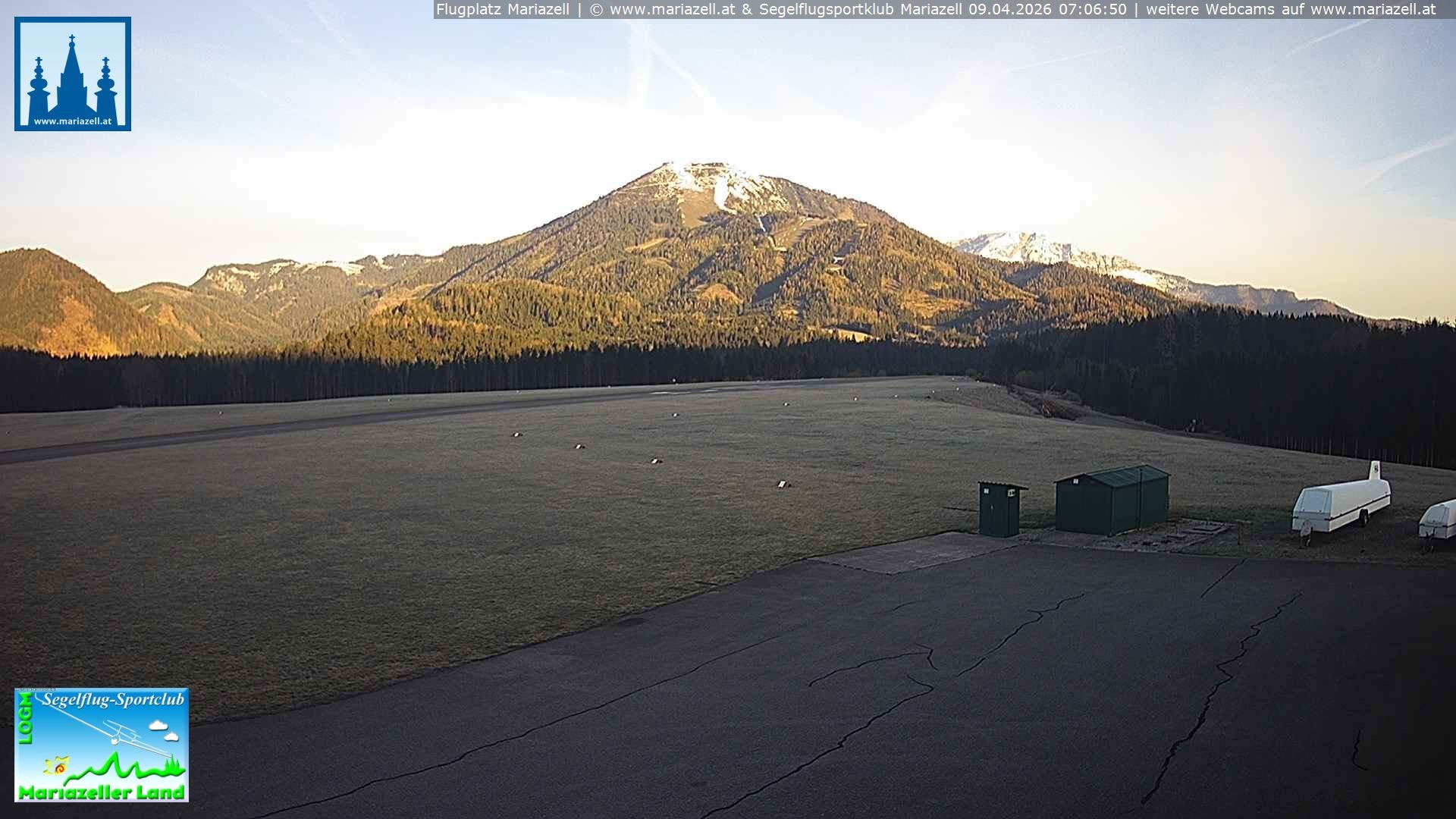 Archiv Foto Webcam Flugplatz Mariazell Blick Richtung Nordwesten