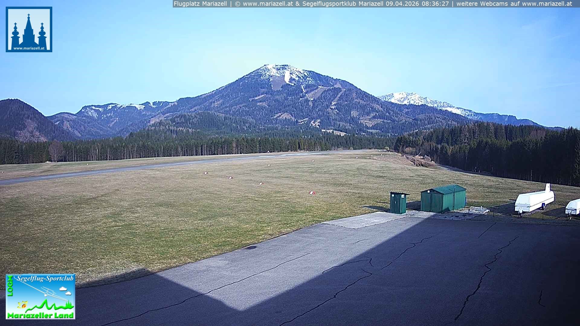 Archiv Foto Webcam Flugplatz Mariazell Blick Richtung Nordwesten