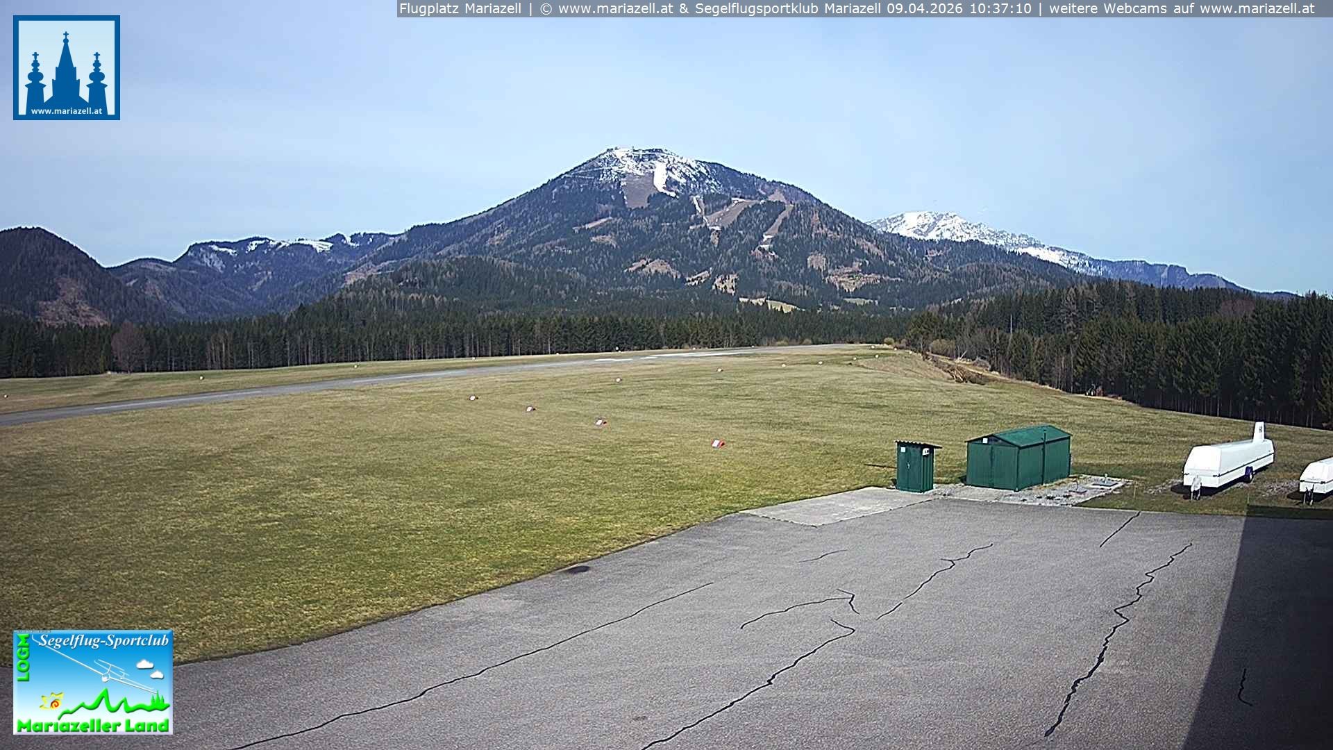 Archiv Foto Webcam Flugplatz Mariazell Blick Richtung Nordwesten