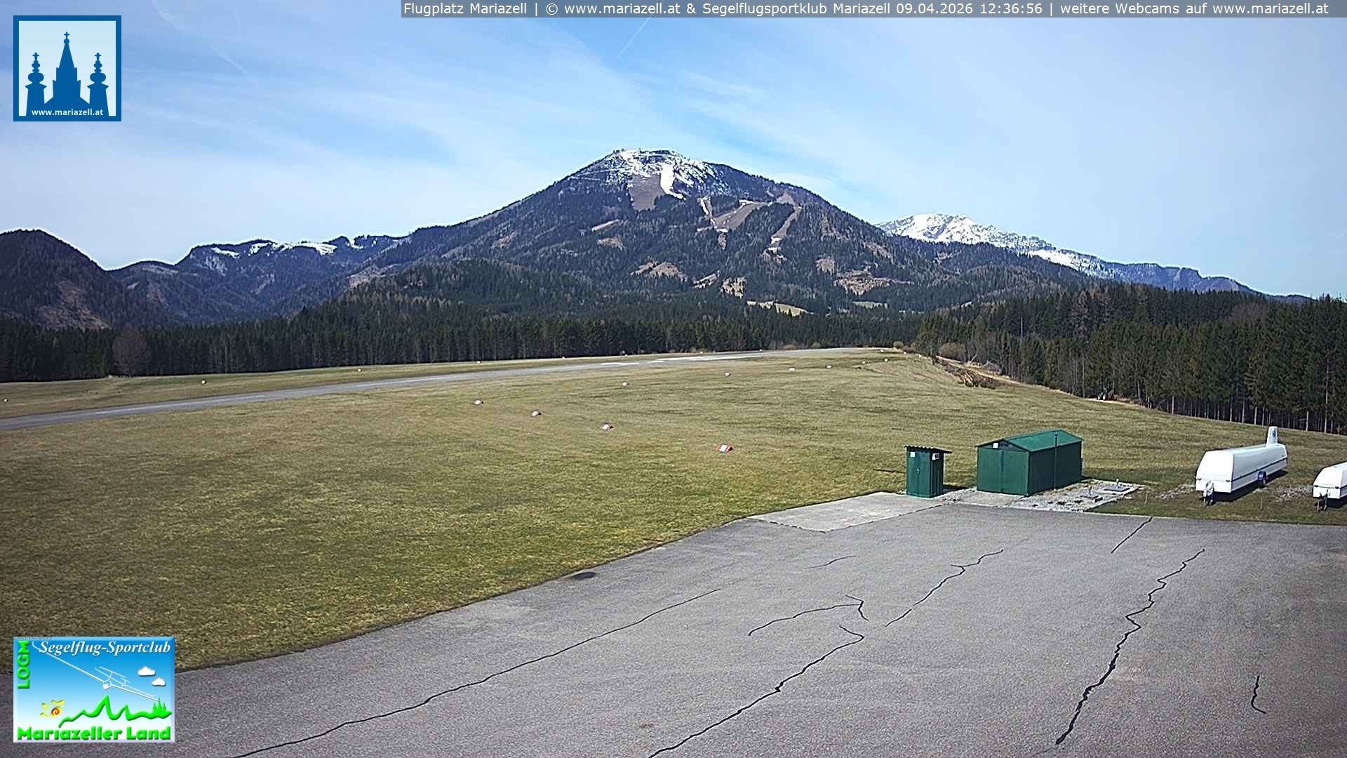 Archiv Foto Webcam Flugplatz Mariazell Blick Richtung Nordwesten