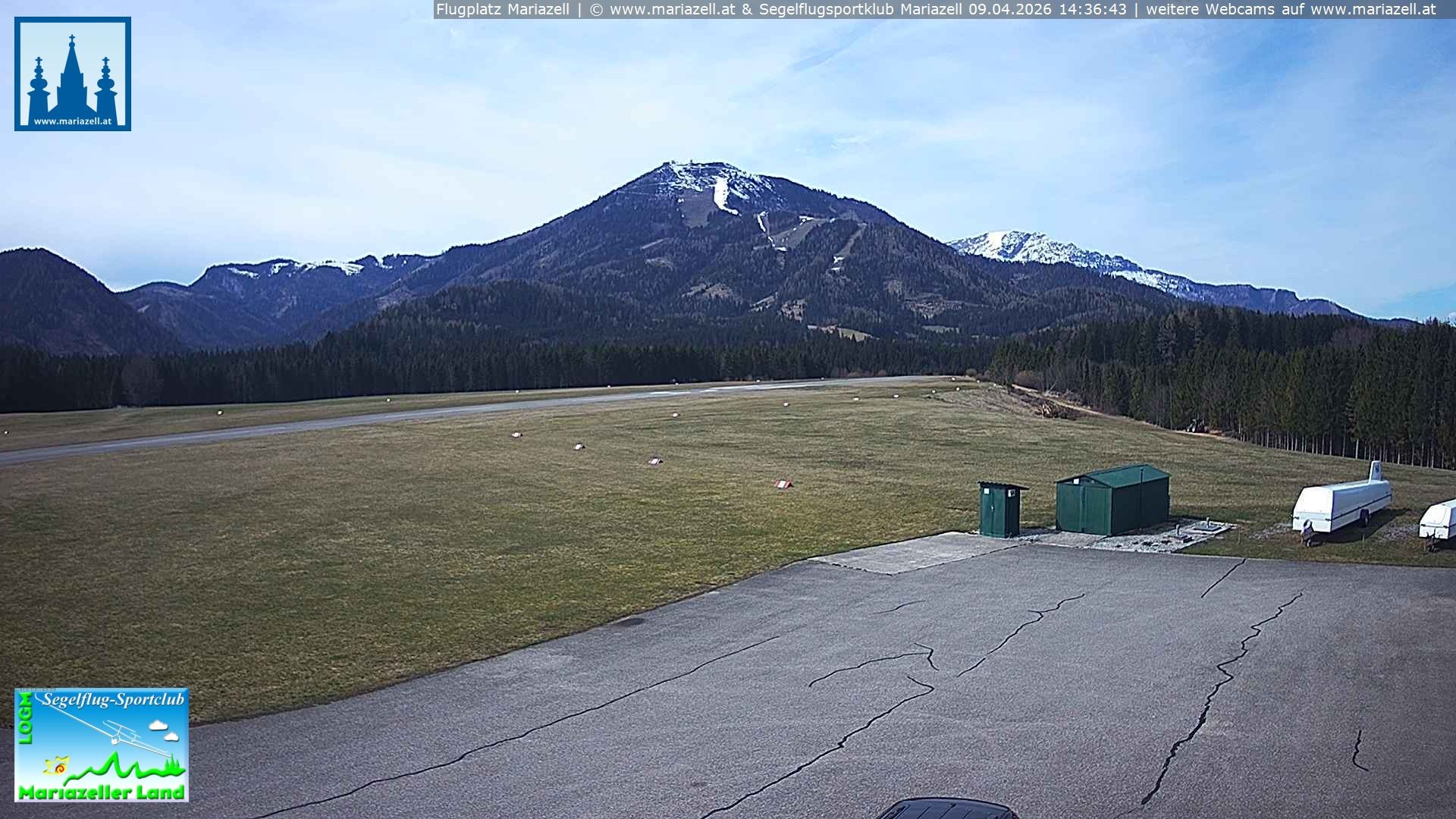 Archiv Foto Webcam Flugplatz Mariazell Blick Richtung Nordwesten