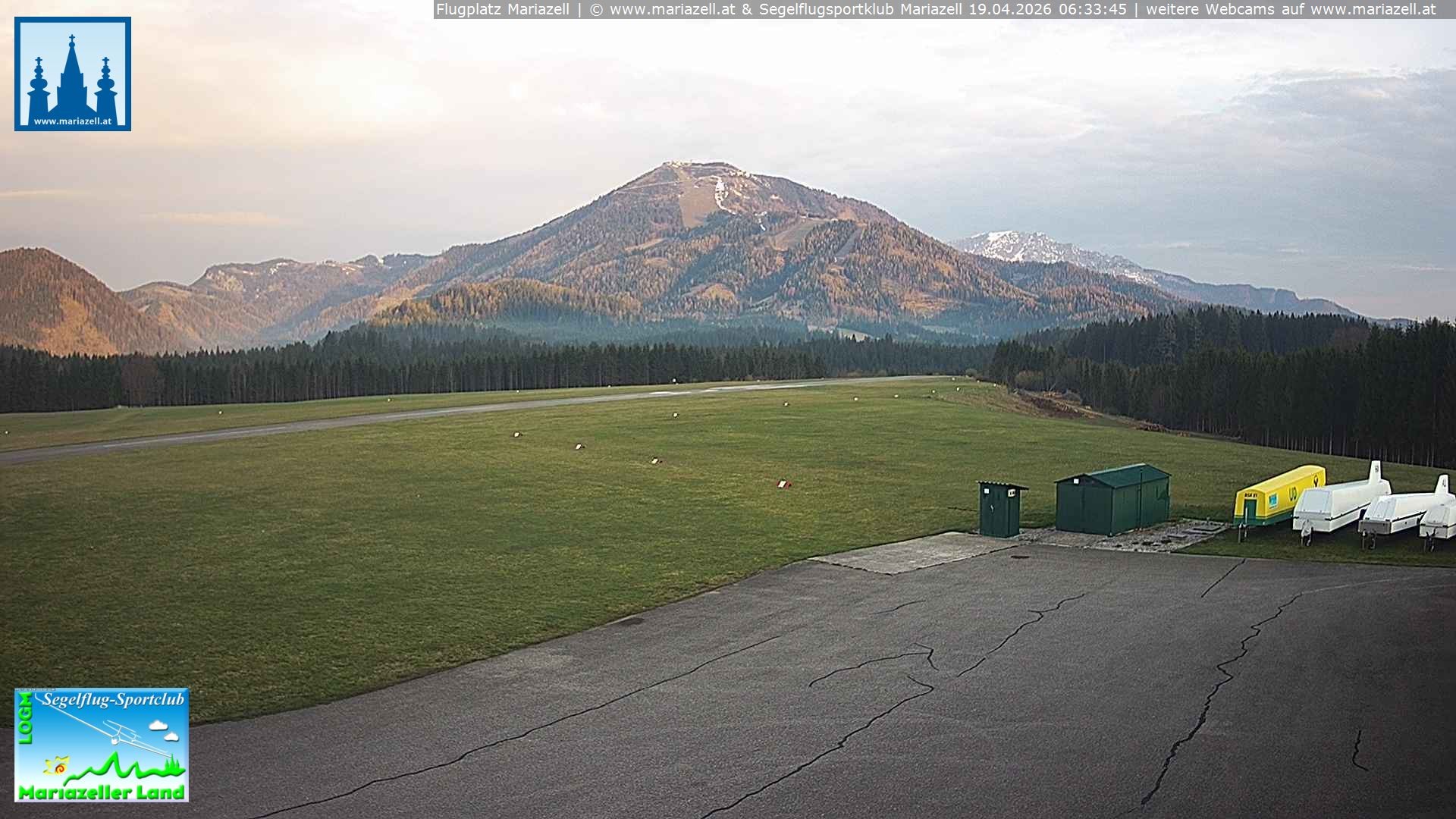 Archiv Foto Webcam Flugplatz Mariazell Blick Richtung Nordwesten