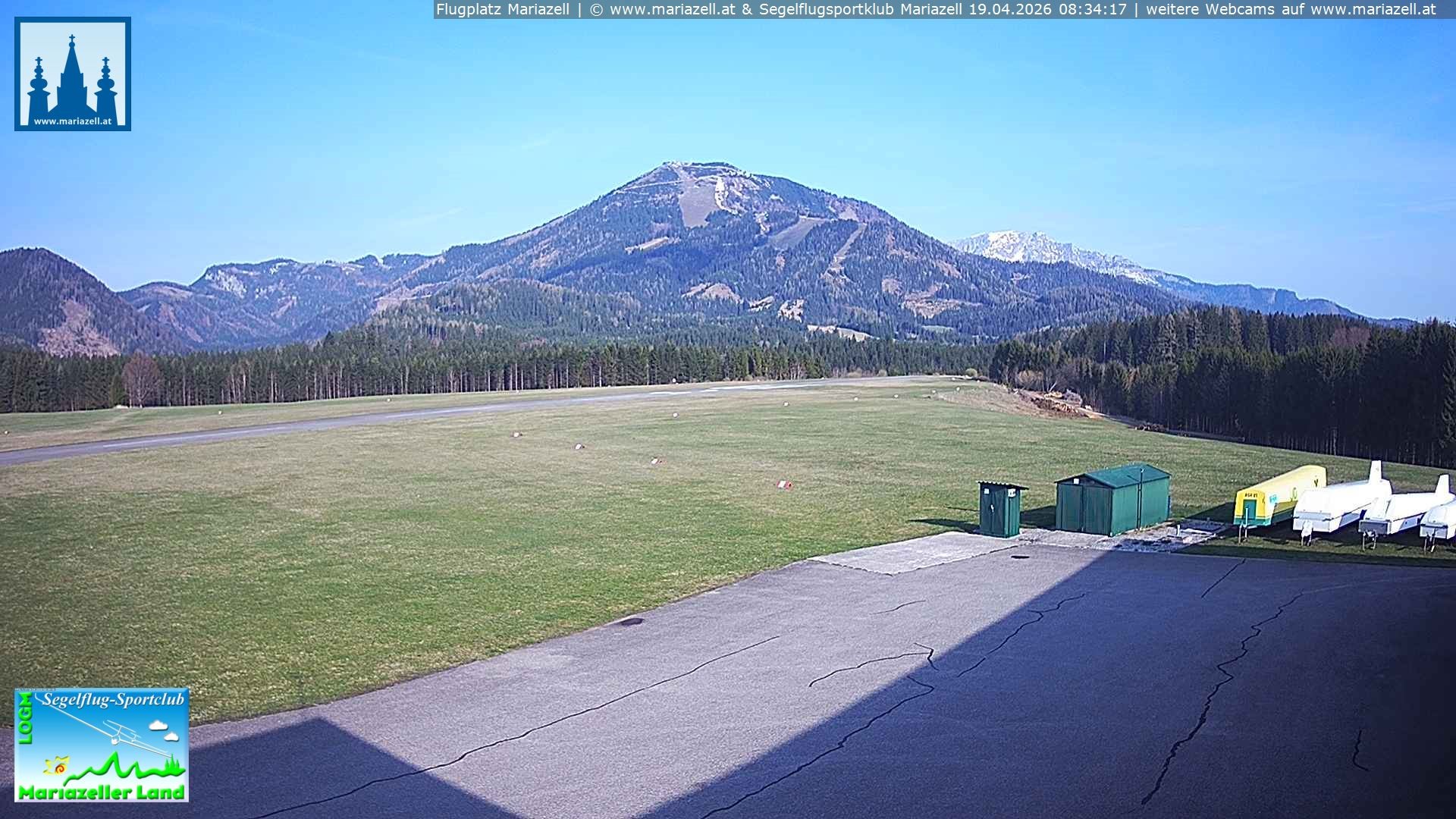 Archiv Foto Webcam Flugplatz Mariazell Blick Richtung Nordwesten