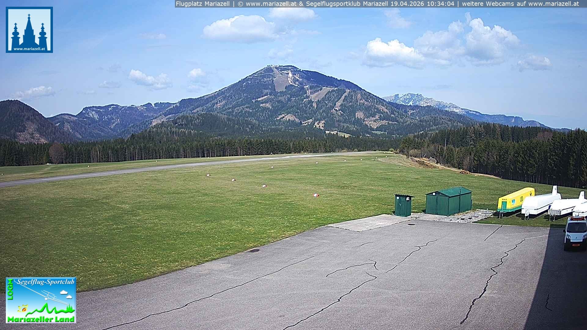 Archiv Foto Webcam Flugplatz Mariazell Blick Richtung Nordwesten