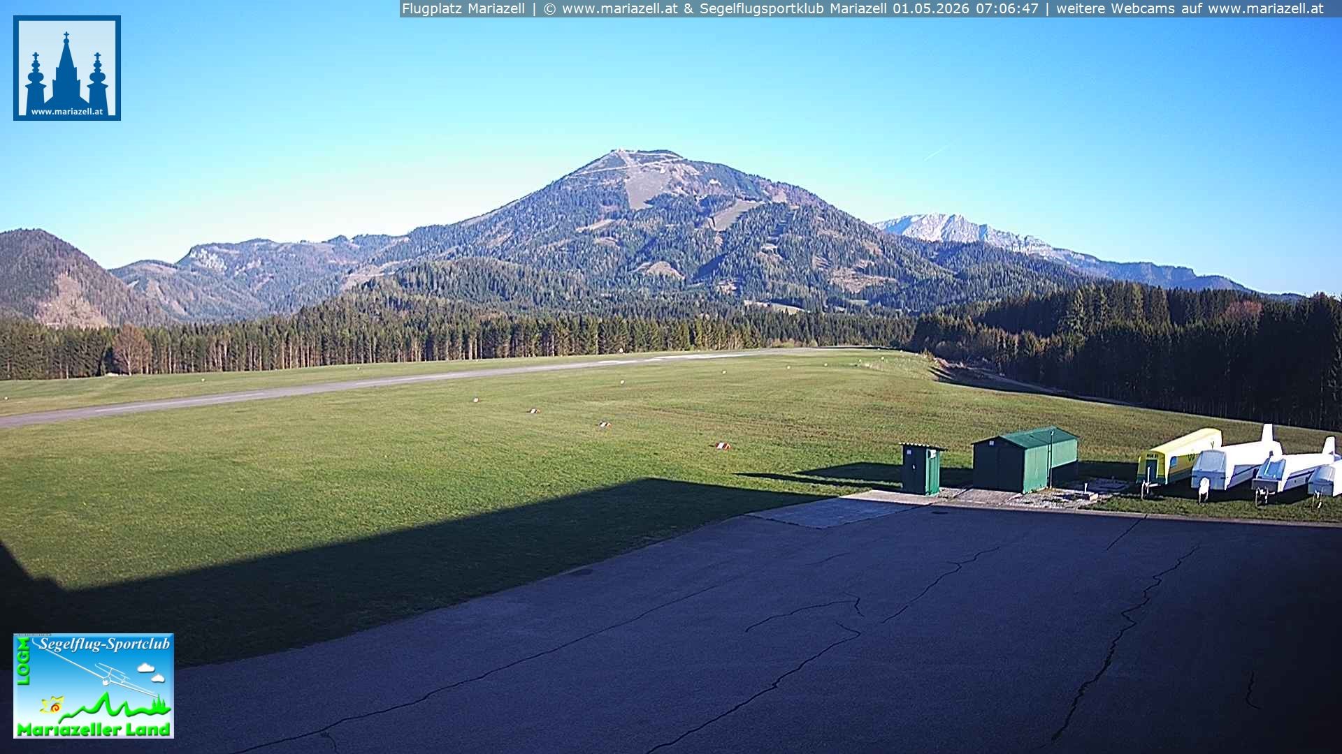 Archiv Foto Webcam Flugplatz Mariazell Blick Richtung Nordwesten