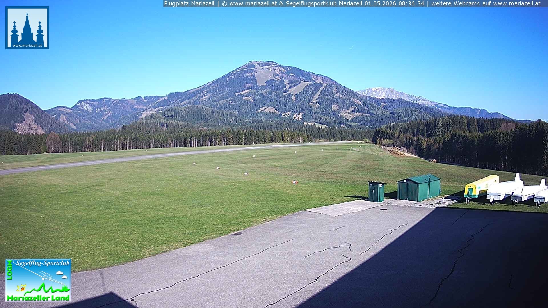 Archiv Foto Webcam Flugplatz Mariazell Blick Richtung Nordwesten