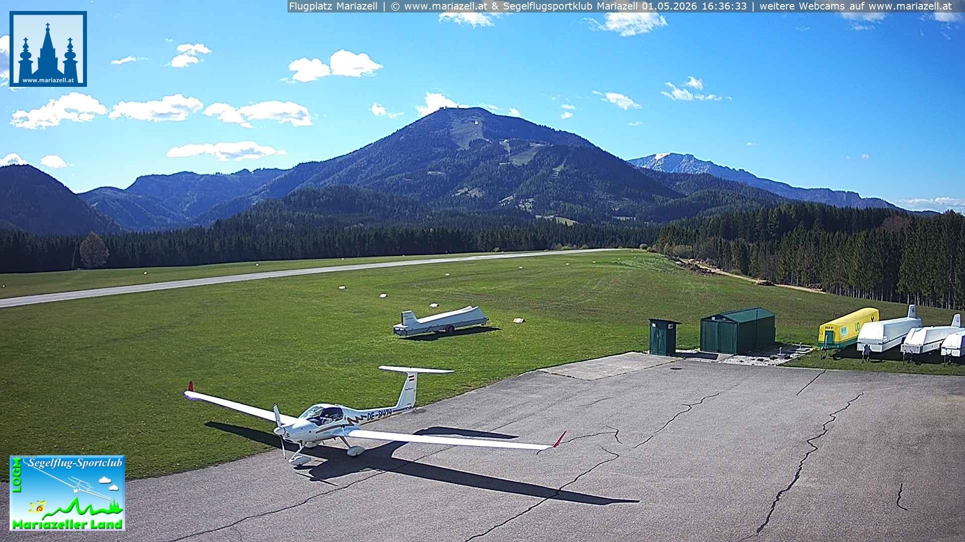 Archiv Foto Webcam Flugplatz Mariazell Blick Richtung Nordwesten
