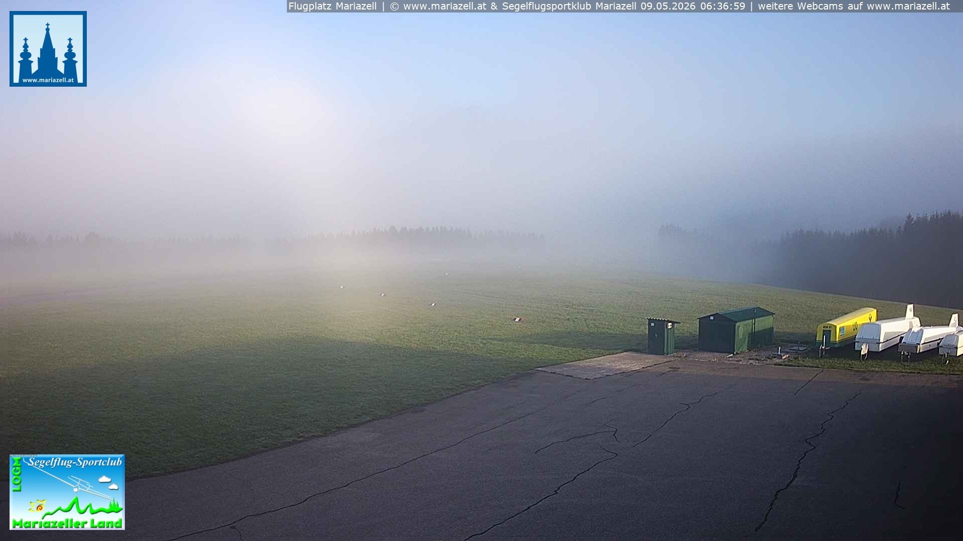 Archiv Foto Webcam Flugplatz Mariazell Blick Richtung Nordwesten