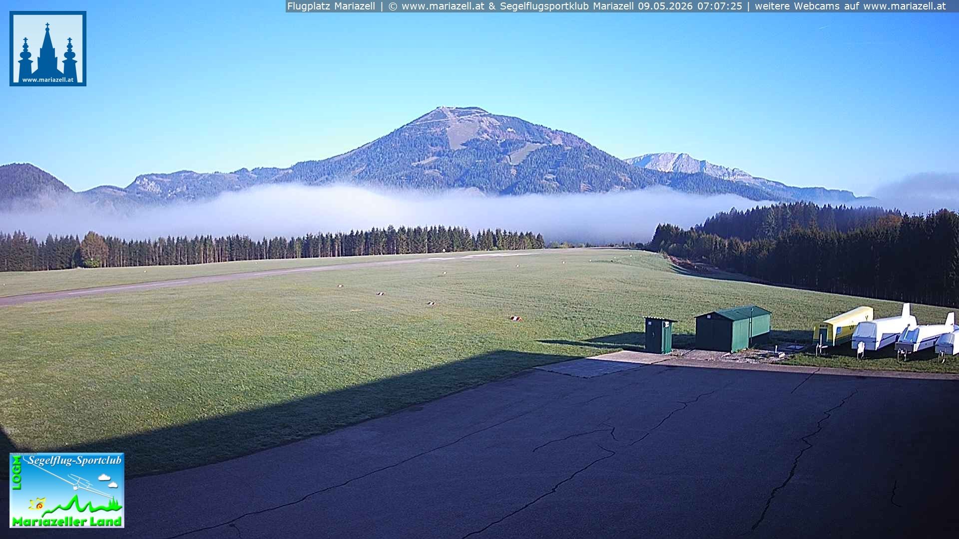 Archiv Foto Webcam Flugplatz Mariazell Blick Richtung Nordwesten