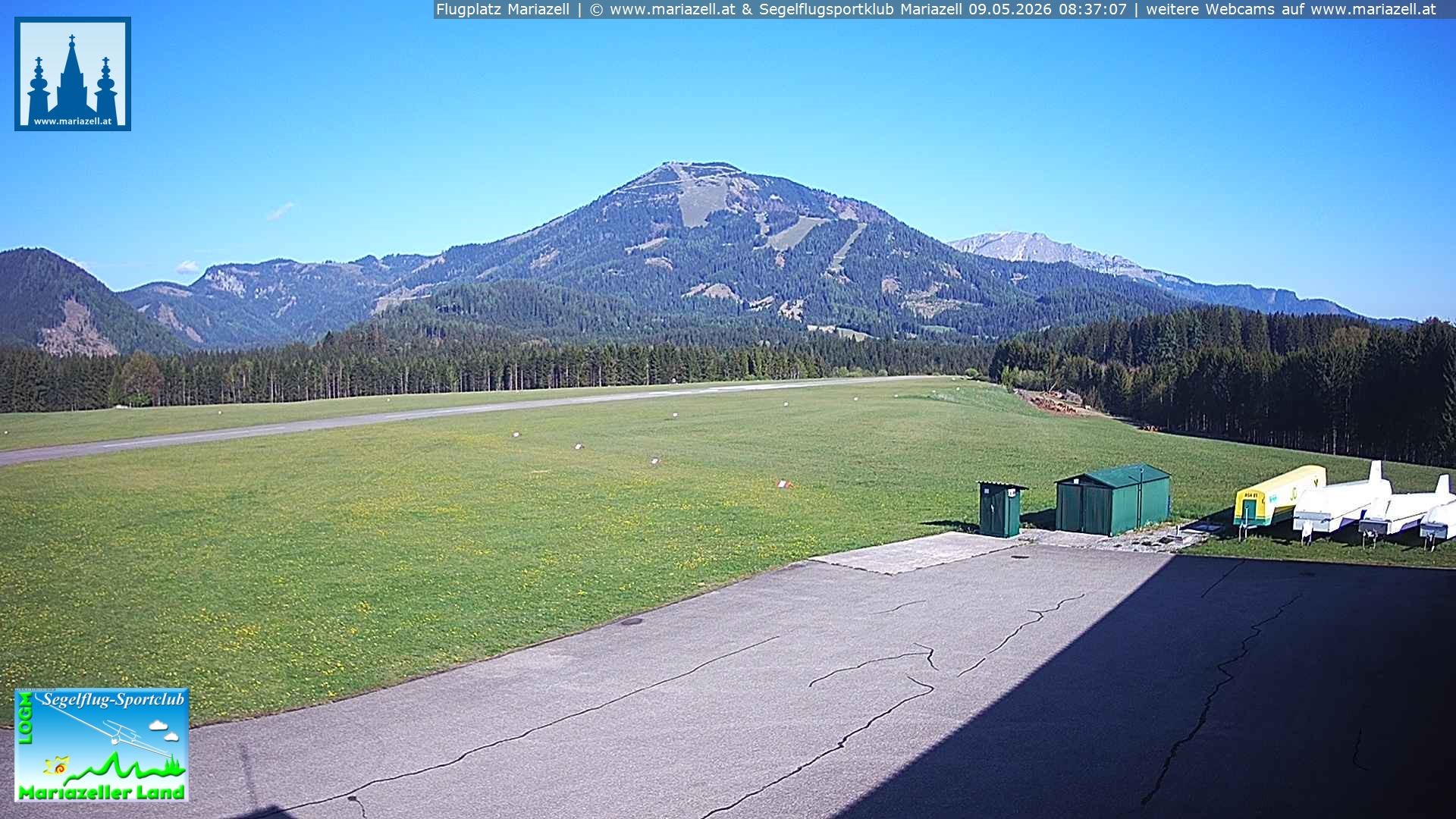 Archiv Foto Webcam Flugplatz Mariazell Blick Richtung Nordwesten