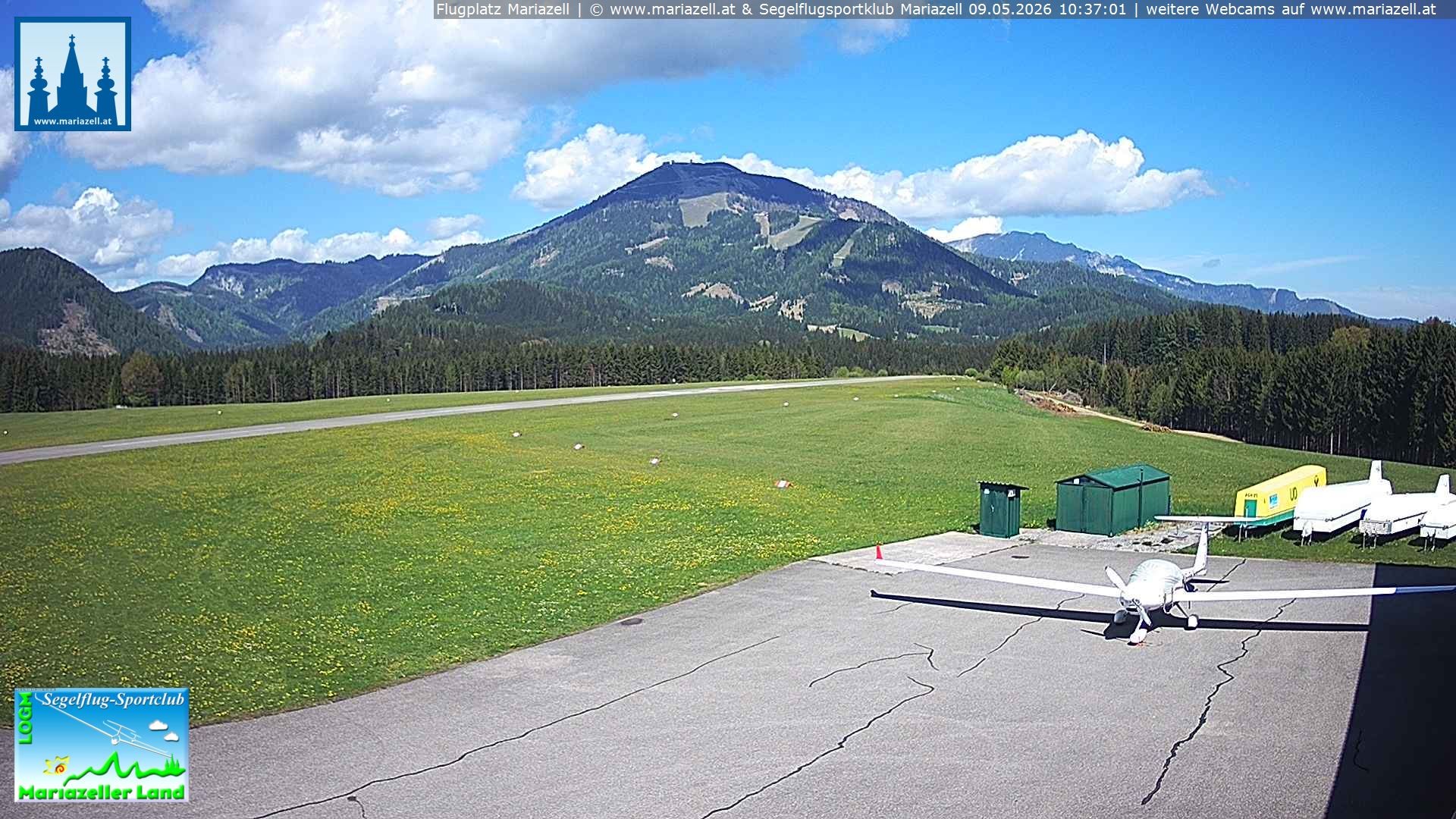 Archiv Foto Webcam Flugplatz Mariazell Blick Richtung Nordwesten