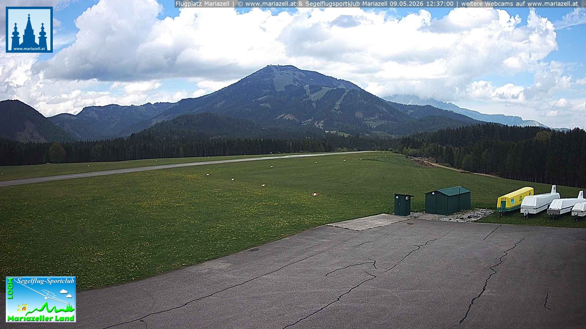 Archiv Foto Webcam Flugplatz Mariazell Blick Richtung Nordwesten