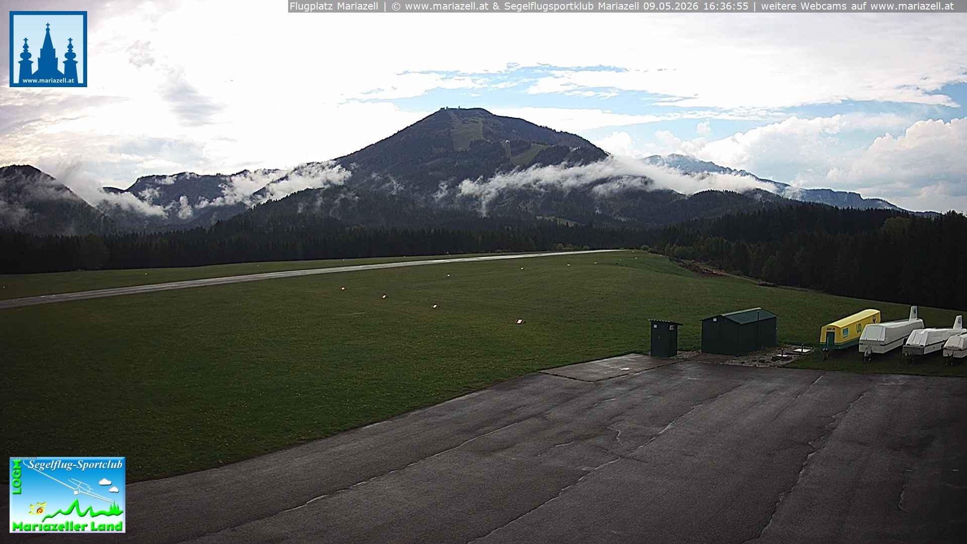 Archiv Foto Webcam Flugplatz Mariazell Blick Richtung Nordwesten