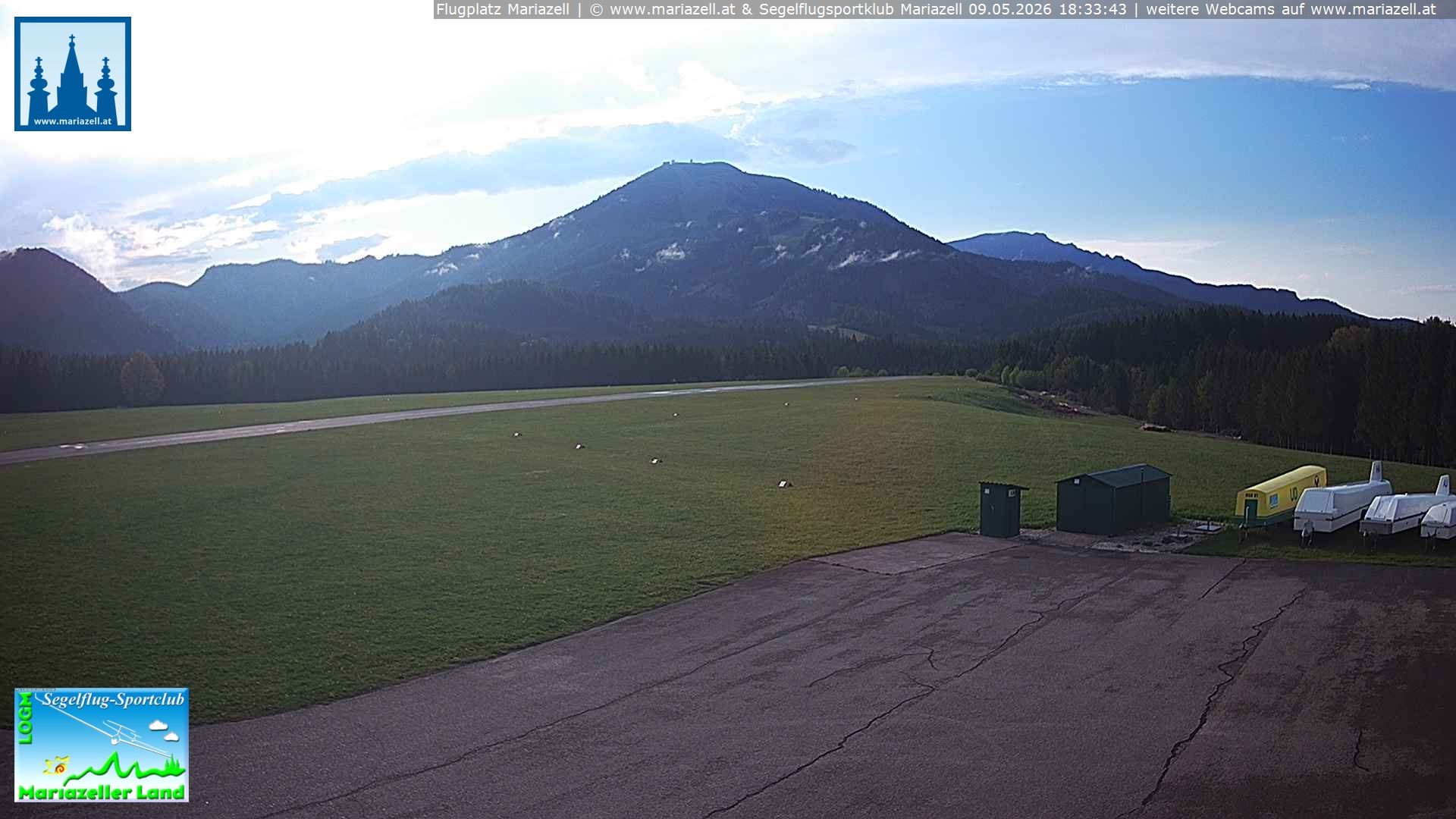 Archiv Foto Webcam Flugplatz Mariazell Blick Richtung Nordwesten