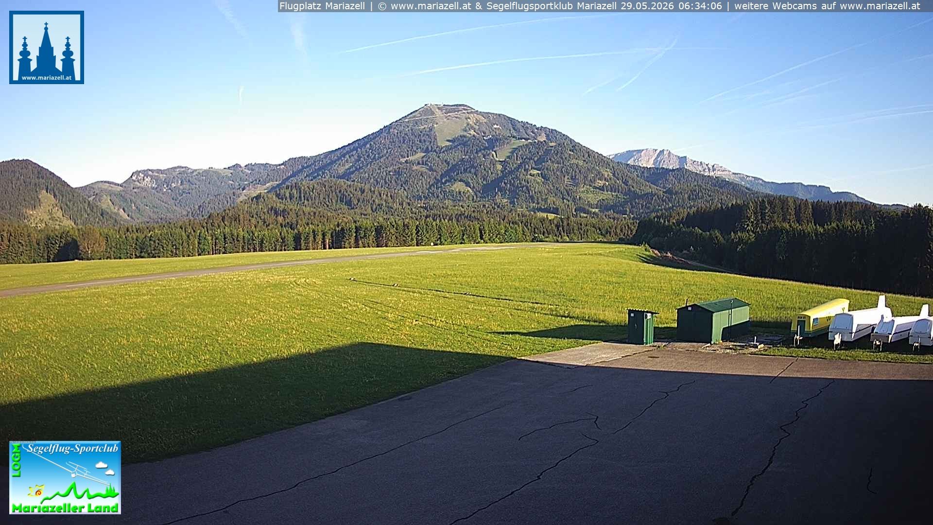 Archiv Foto Webcam Flugplatz Mariazell Blick Richtung Nordwesten