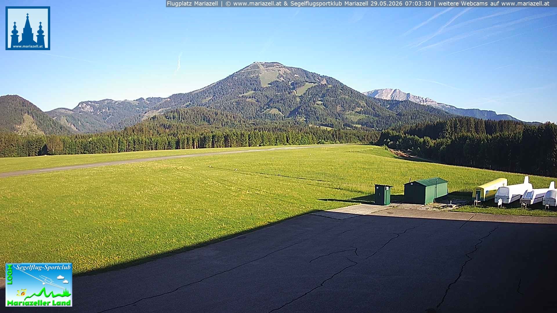 Archiv Foto Webcam Flugplatz Mariazell Blick Richtung Nordwesten