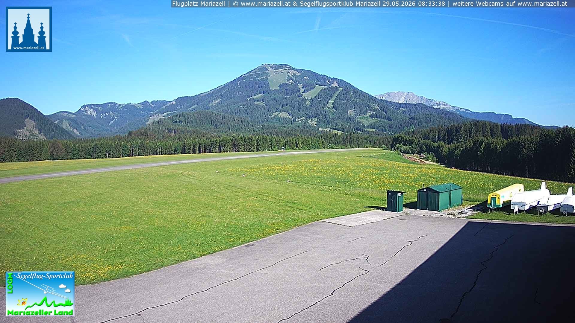 Archiv Foto Webcam Flugplatz Mariazell Blick Richtung Nordwesten