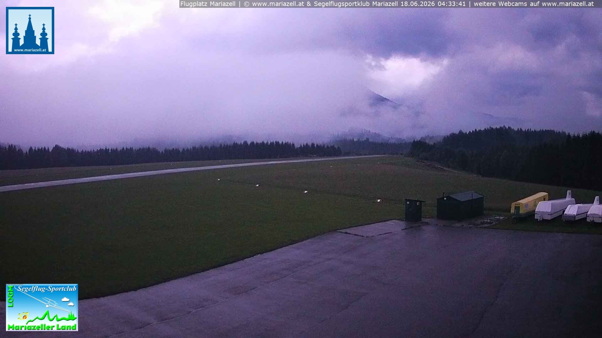 Archiv Foto Webcam Flugplatz Mariazell Blick Richtung Nordwesten