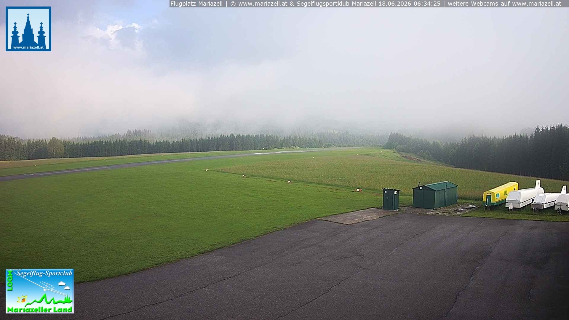 Archiv Foto Webcam Flugplatz Mariazell Blick Richtung Nordwesten