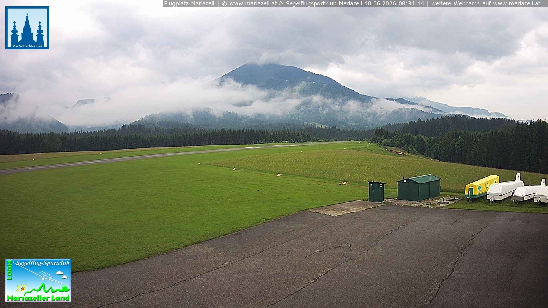 Archiv Foto Webcam Flugplatz Mariazell Blick Richtung Nordwesten