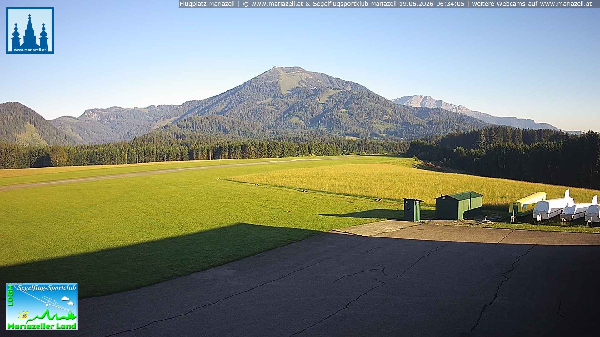 Archiv Foto Webcam Flugplatz Mariazell Blick Richtung Nordwesten