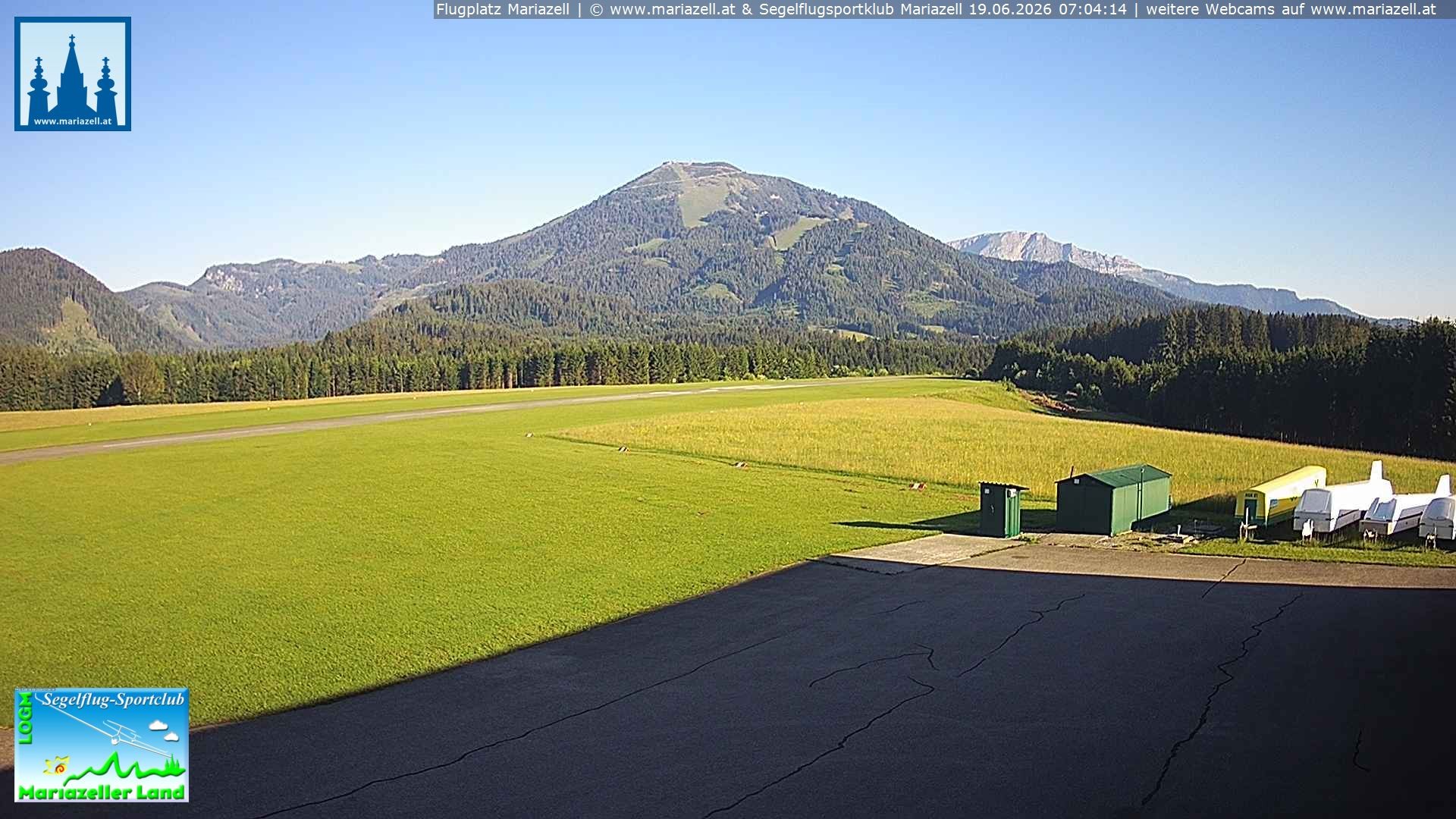 Archiv Foto Webcam Flugplatz Mariazell Blick Richtung Nordwesten
