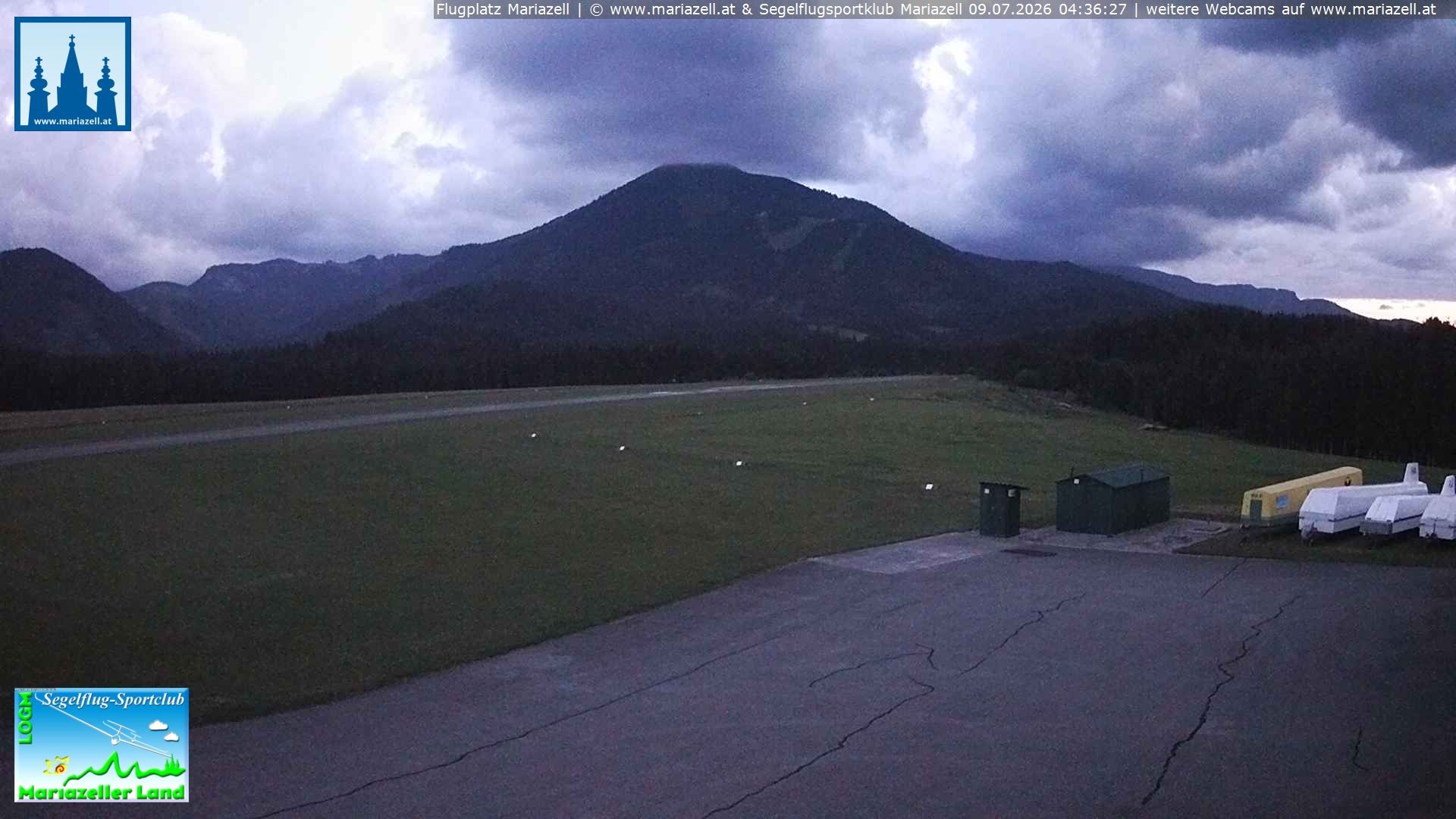 Archiv Foto Webcam Flugplatz Mariazell Blick Richtung Nordwesten