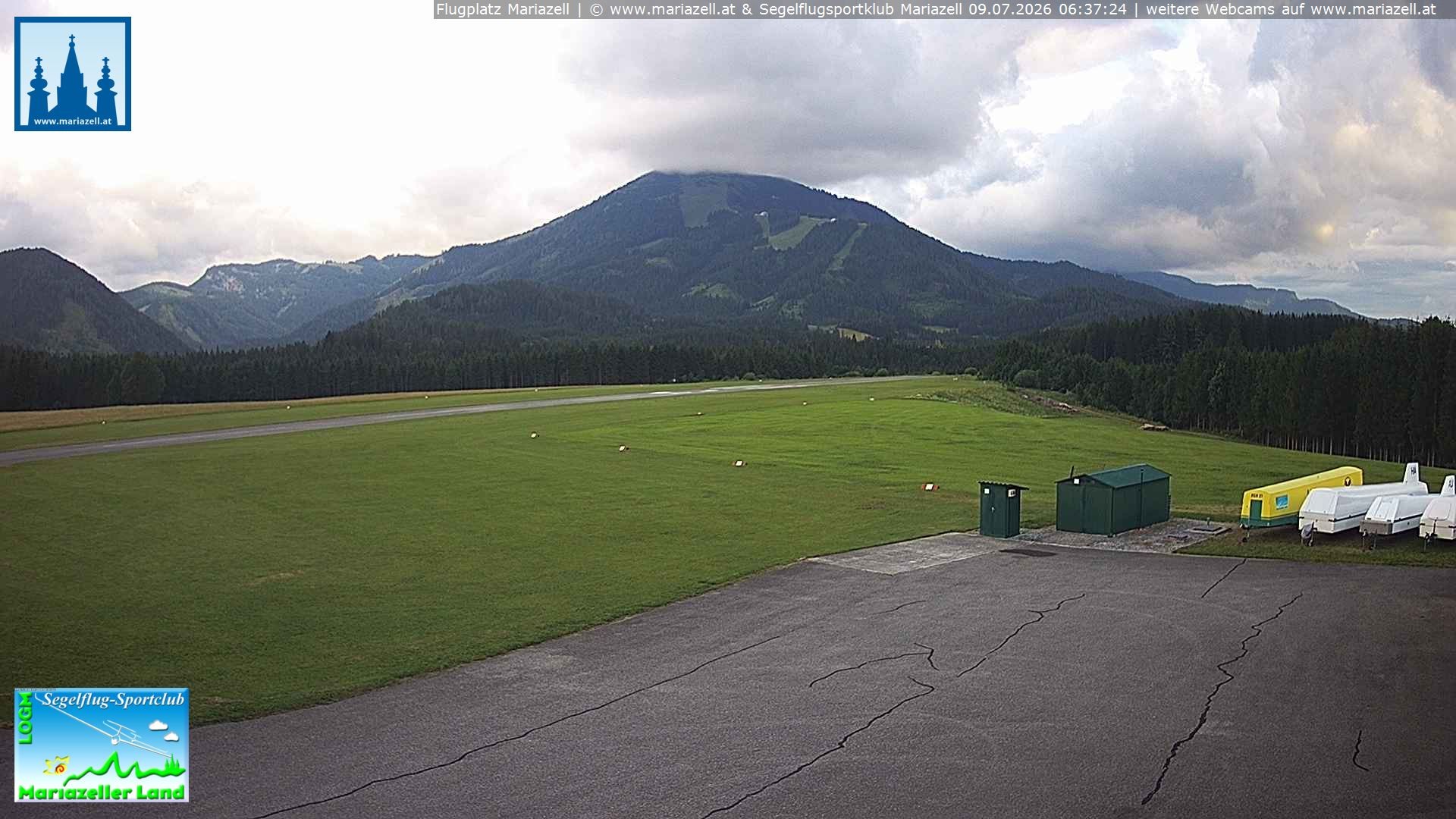 Archiv Foto Webcam Flugplatz Mariazell Blick Richtung Nordwesten