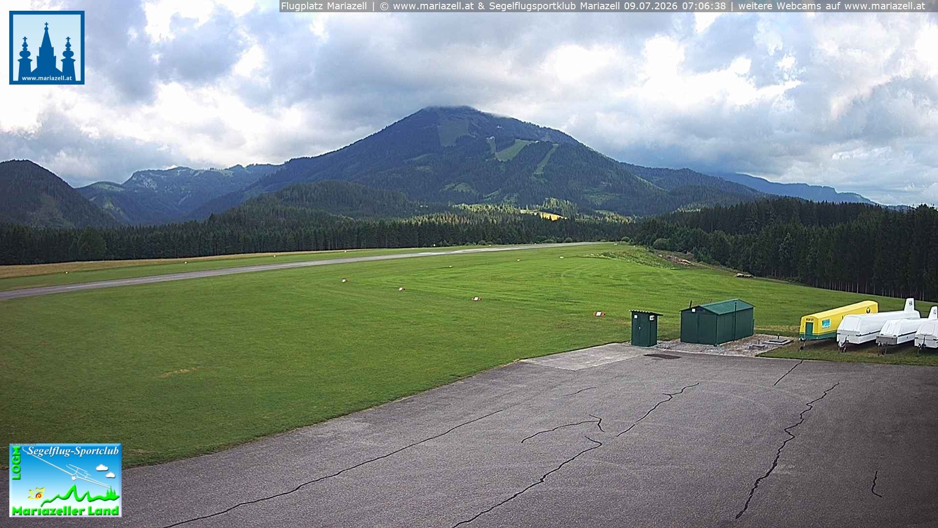Archiv Foto Webcam Flugplatz Mariazell Blick Richtung Nordwesten