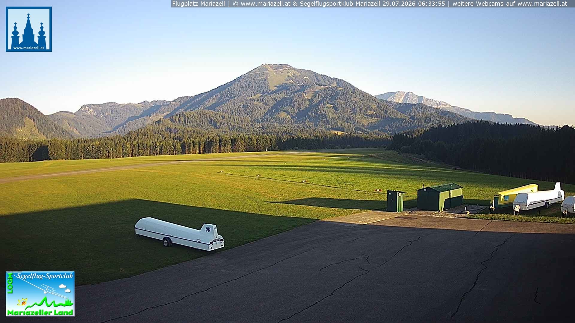 Archiv Foto Webcam Flugplatz Mariazell Blick Richtung Nordwesten