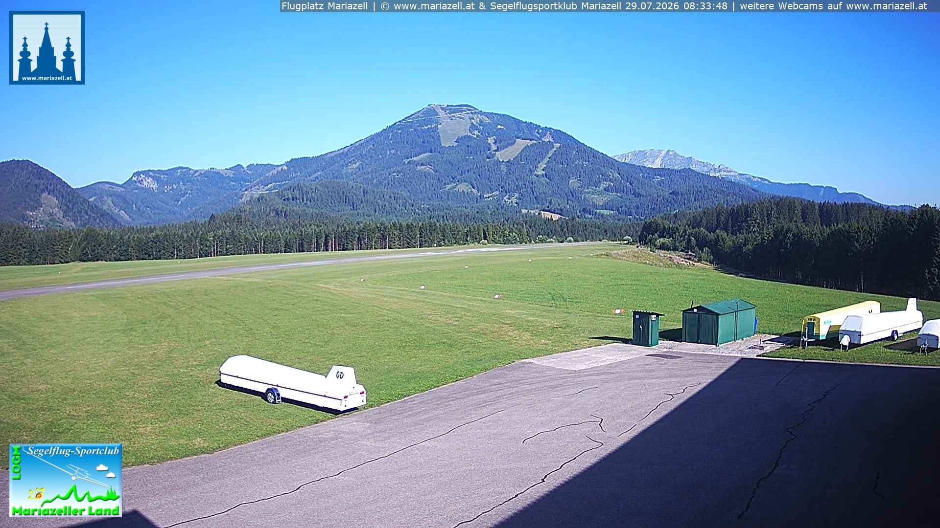 Archiv Foto Webcam Flugplatz Mariazell Blick Richtung Nordwesten