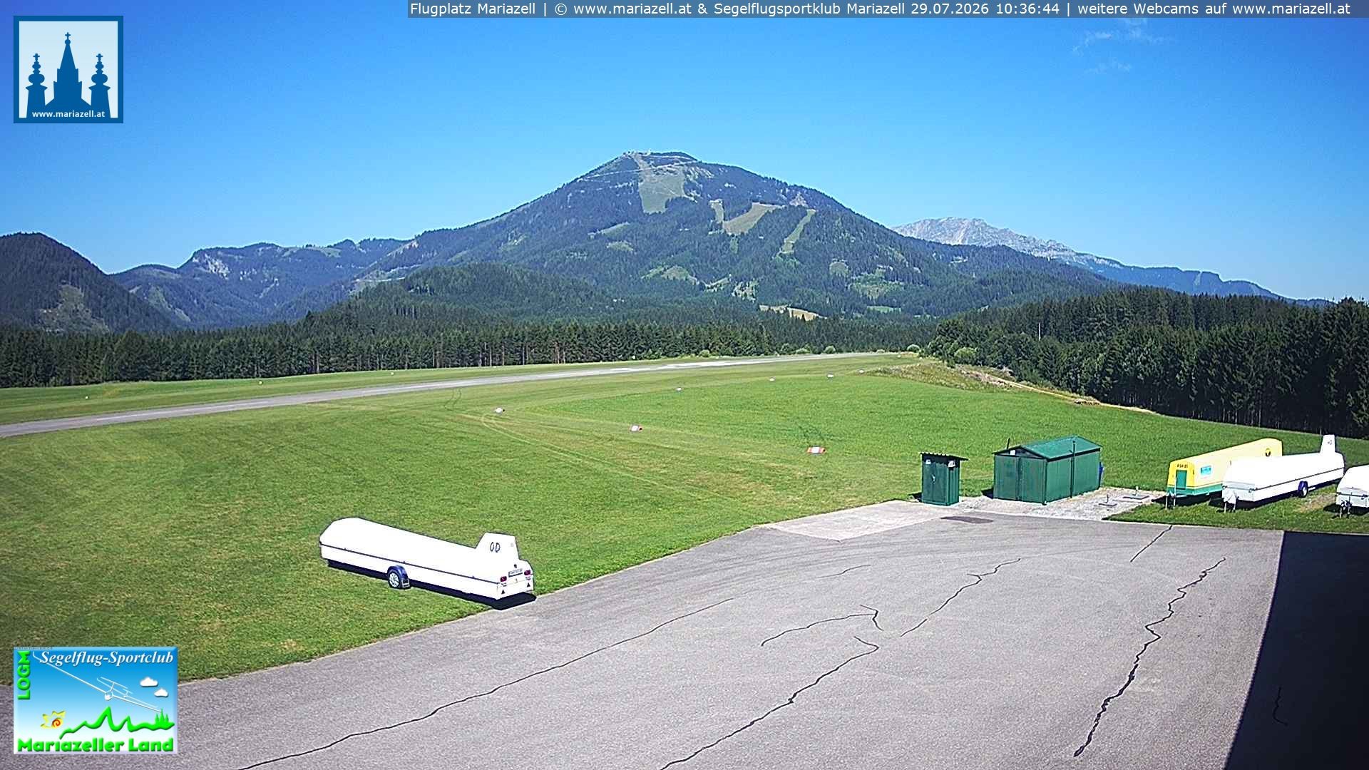 Archiv Foto Webcam Flugplatz Mariazell Blick Richtung Nordwesten