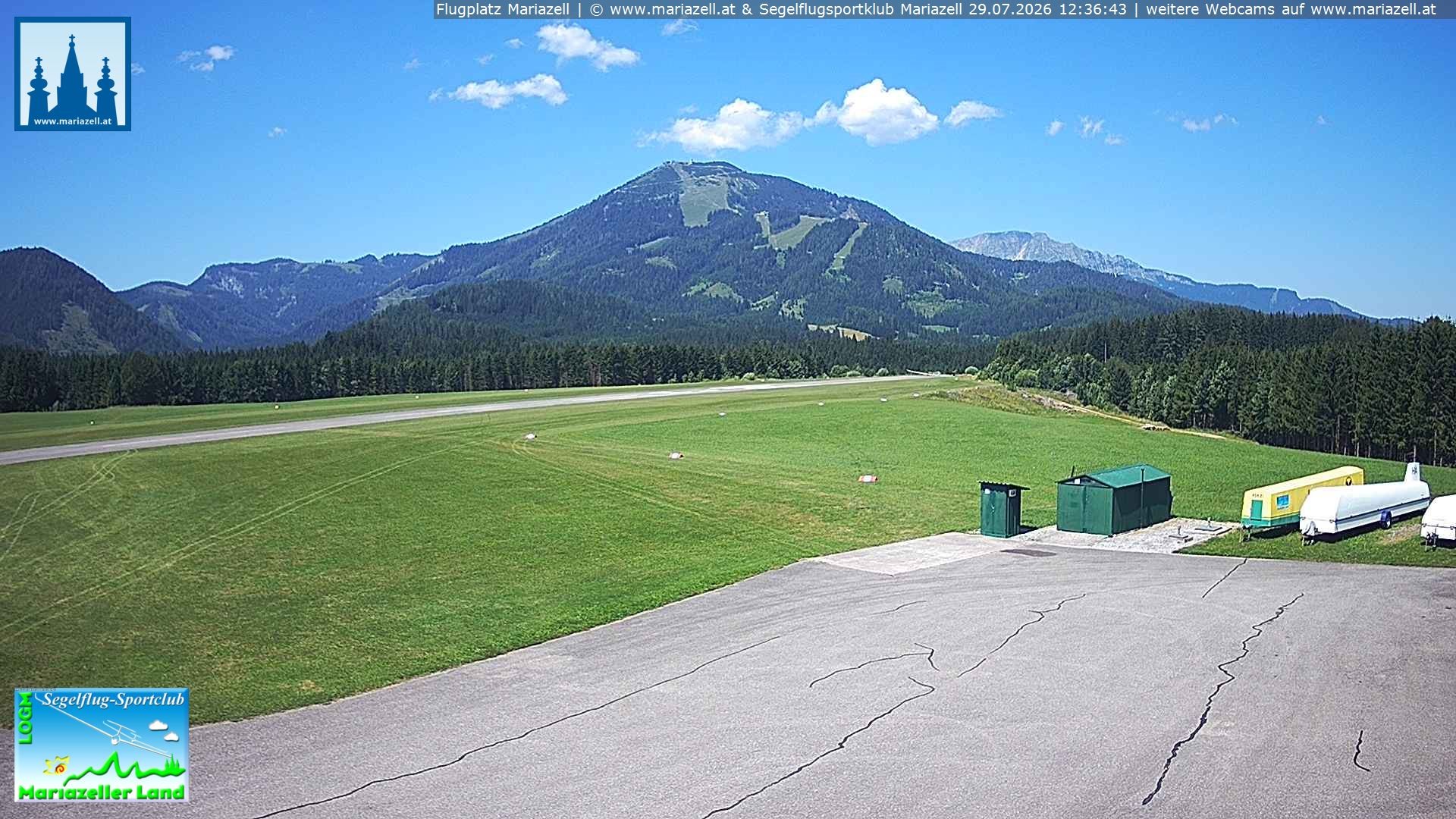 Archiv Foto Webcam Flugplatz Mariazell Blick Richtung Nordwesten