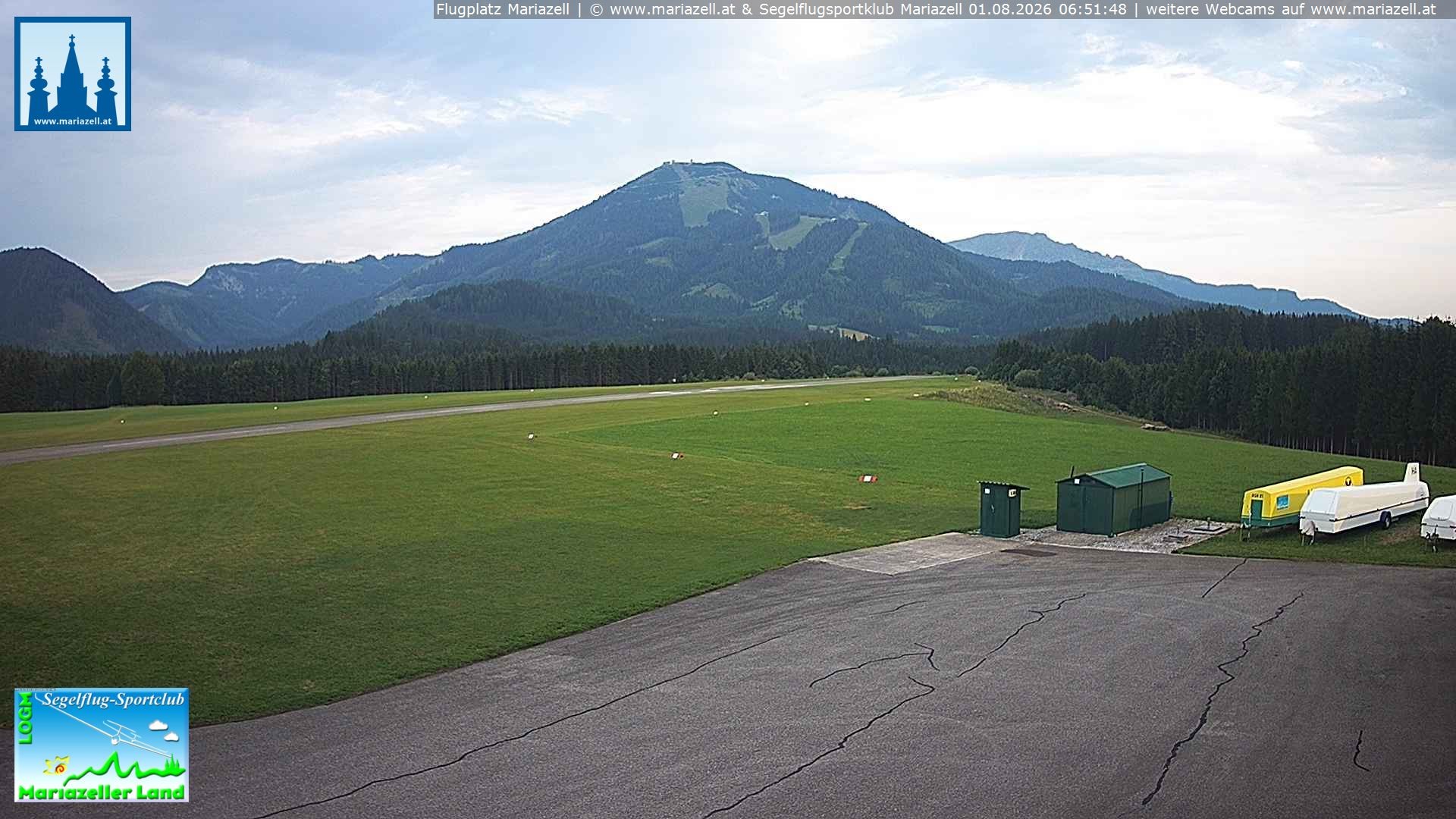 Archiv Foto Webcam Flugplatz Mariazell Blick Richtung Nordwesten