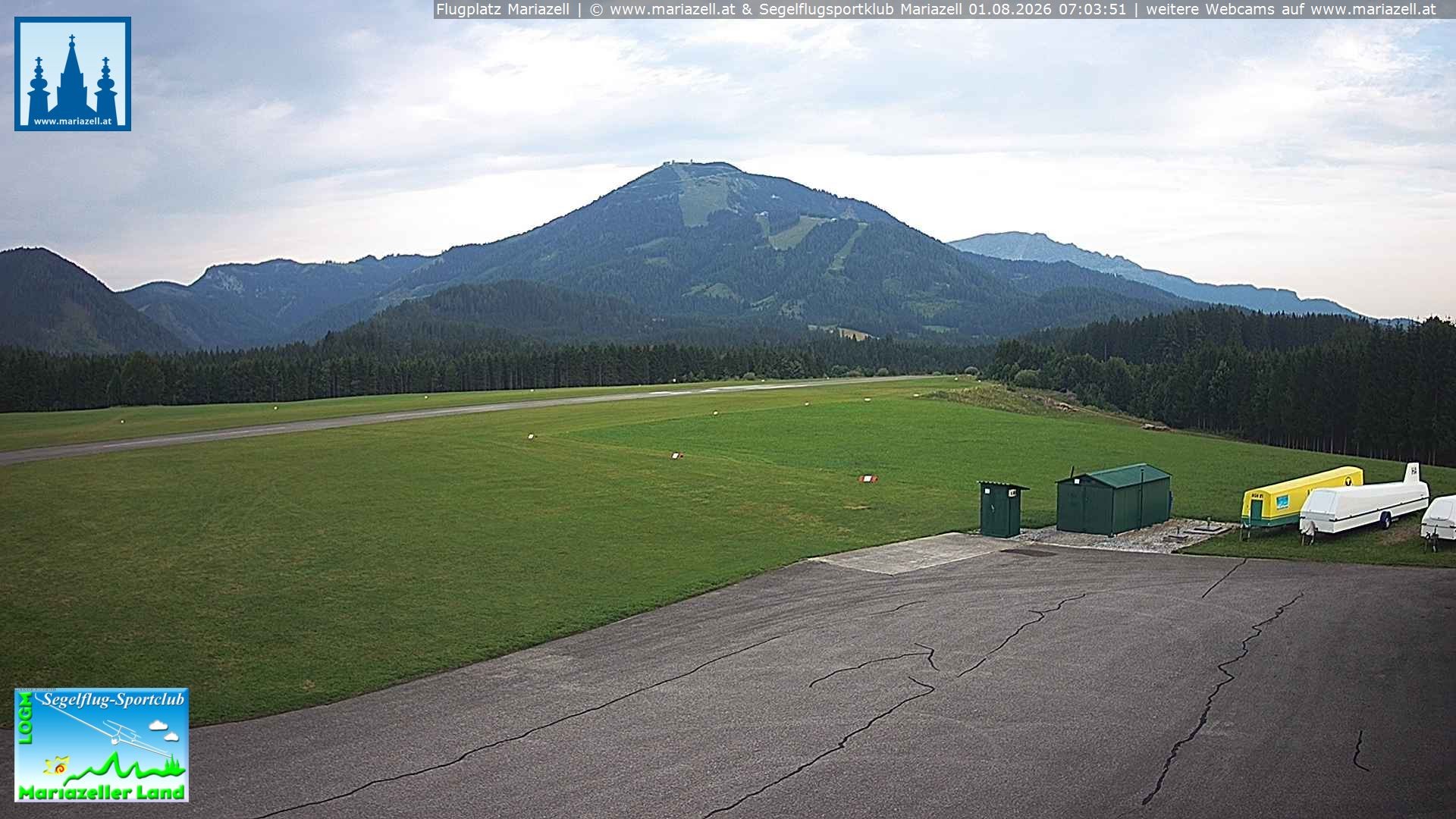 Archiv Foto Webcam Flugplatz Mariazell Blick Richtung Nordwesten