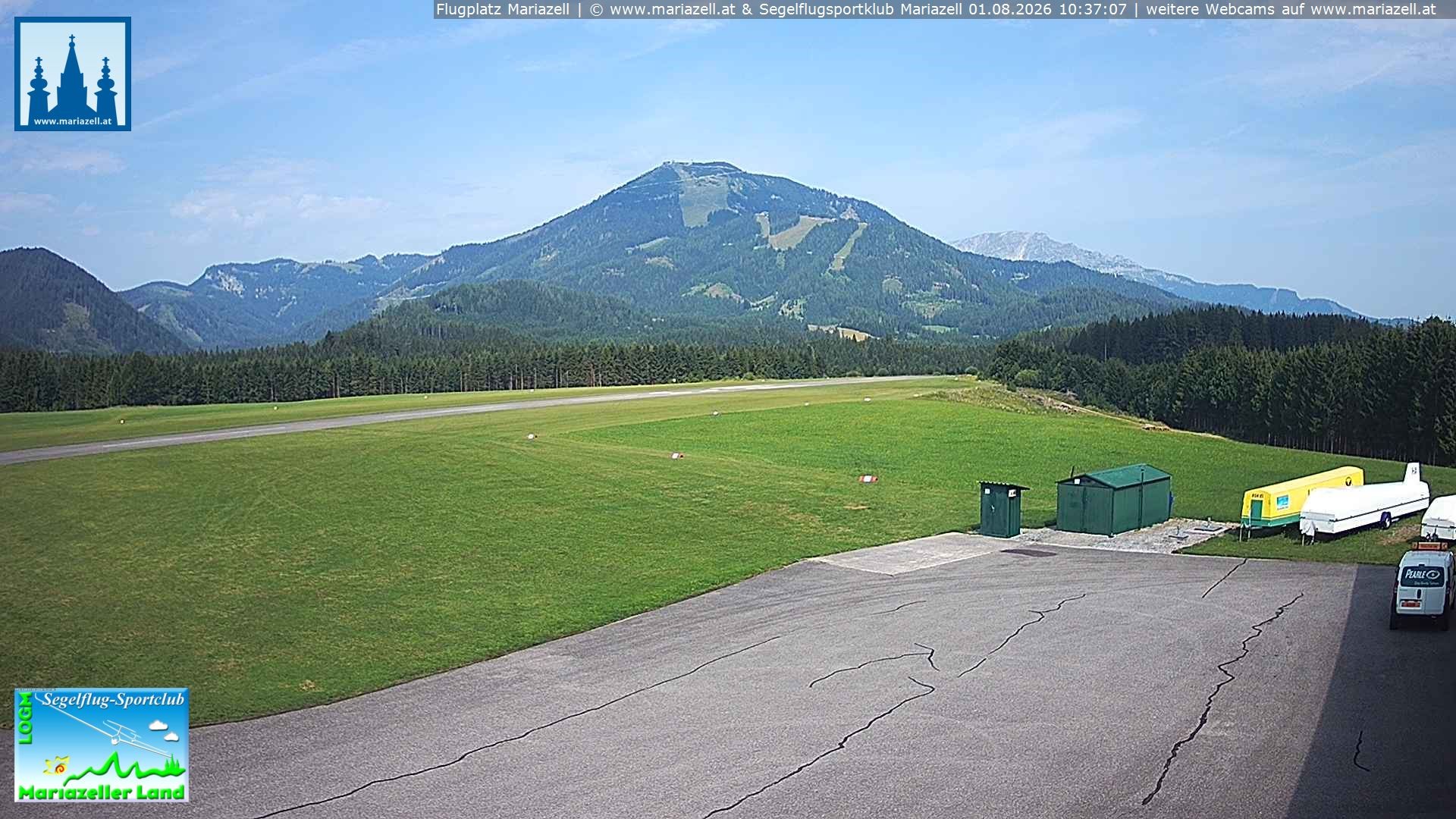 Archiv Foto Webcam Flugplatz Mariazell Blick Richtung Nordwesten