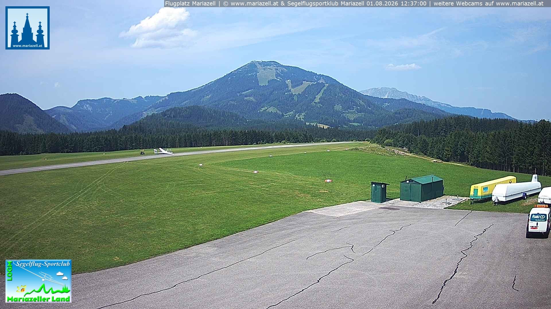 Archiv Foto Webcam Flugplatz Mariazell Blick Richtung Nordwesten