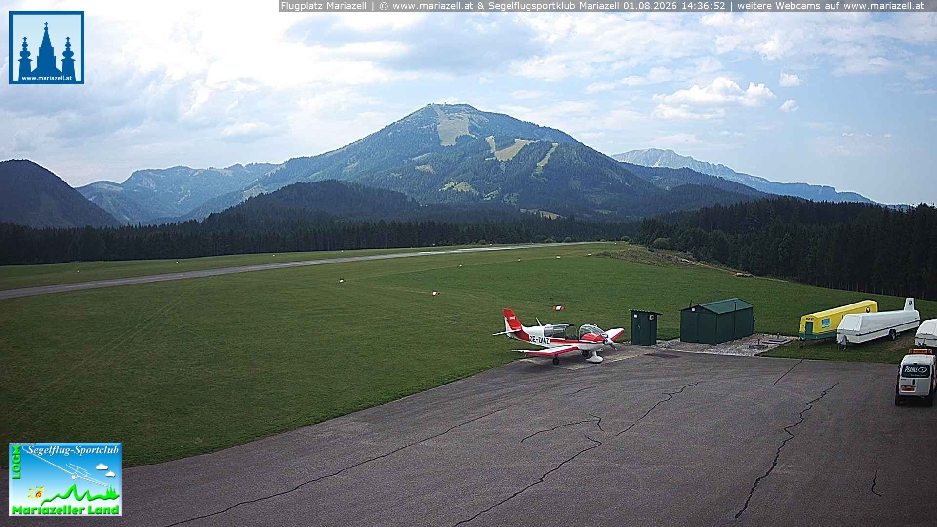 Archiv Foto Webcam Flugplatz Mariazell Blick Richtung Nordwesten