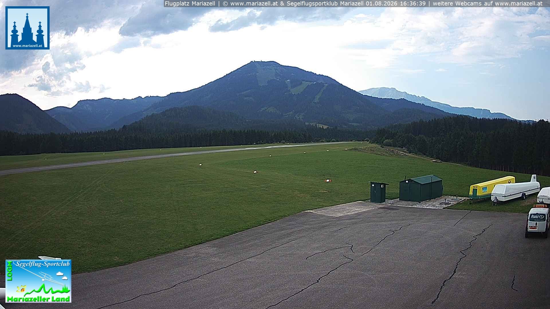 Archiv Foto Webcam Flugplatz Mariazell Blick Richtung Nordwesten