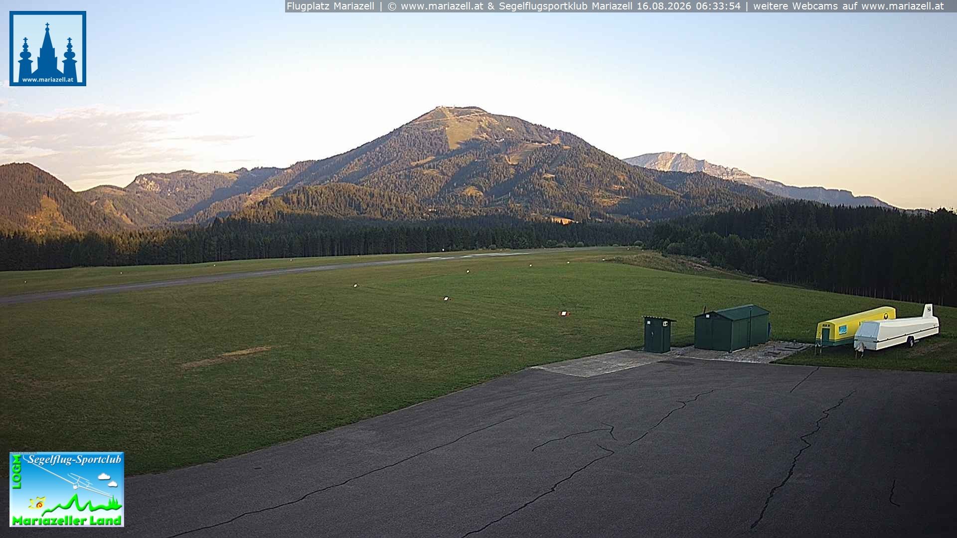 Archiv Foto Webcam Flugplatz Mariazell Blick Richtung Nordwesten