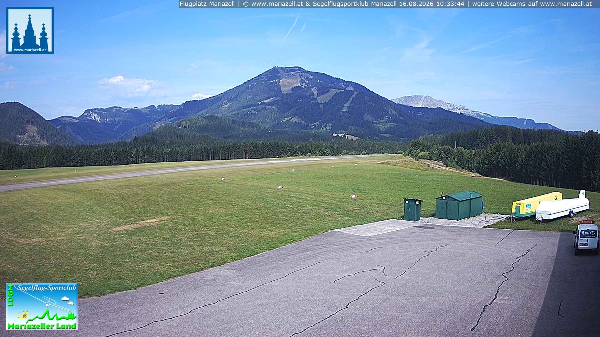 Archiv Foto Webcam Flugplatz Mariazell Blick Richtung Nordwesten