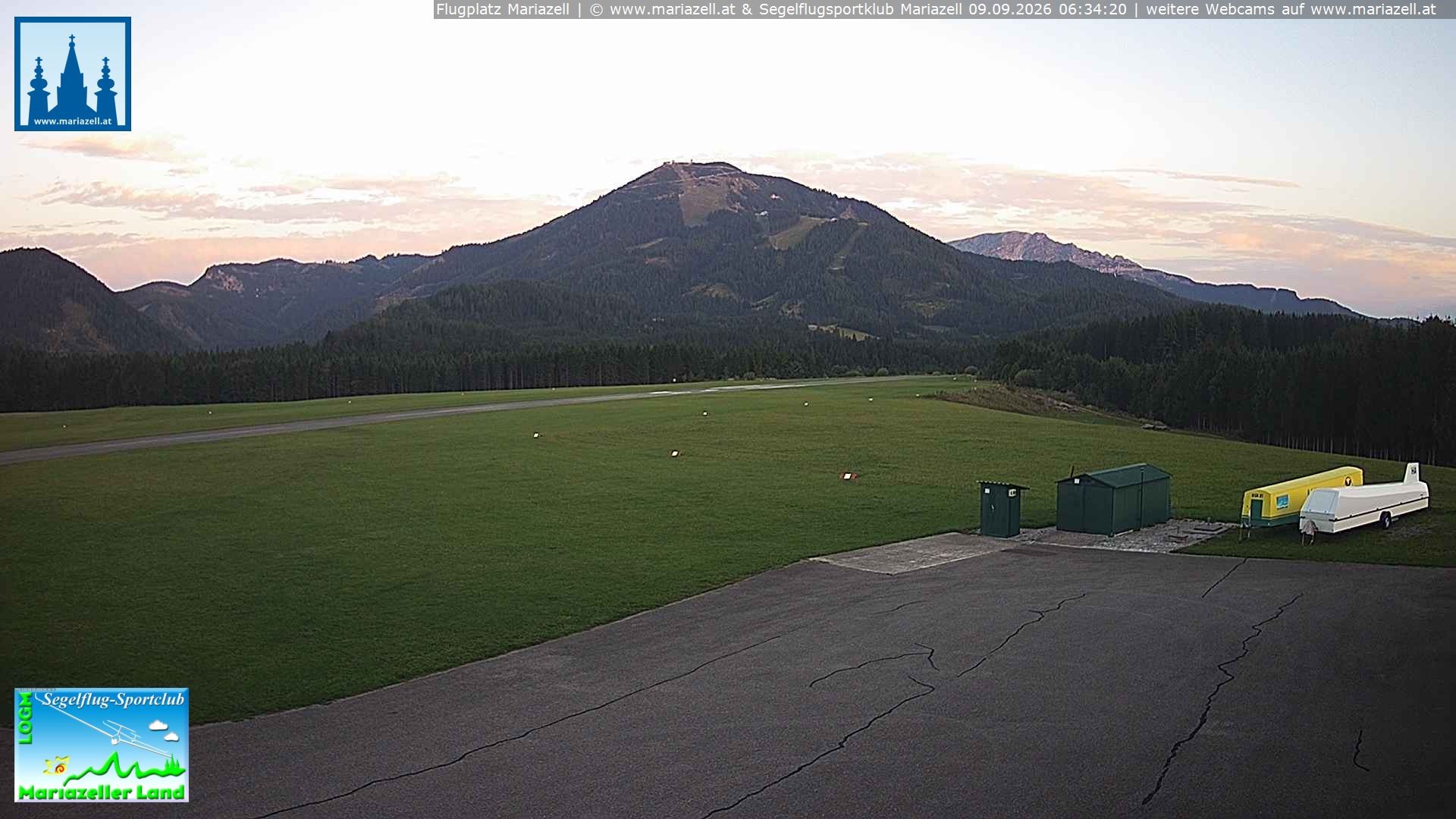 Archiv Foto Webcam Flugplatz Mariazell Blick Richtung Nordwesten