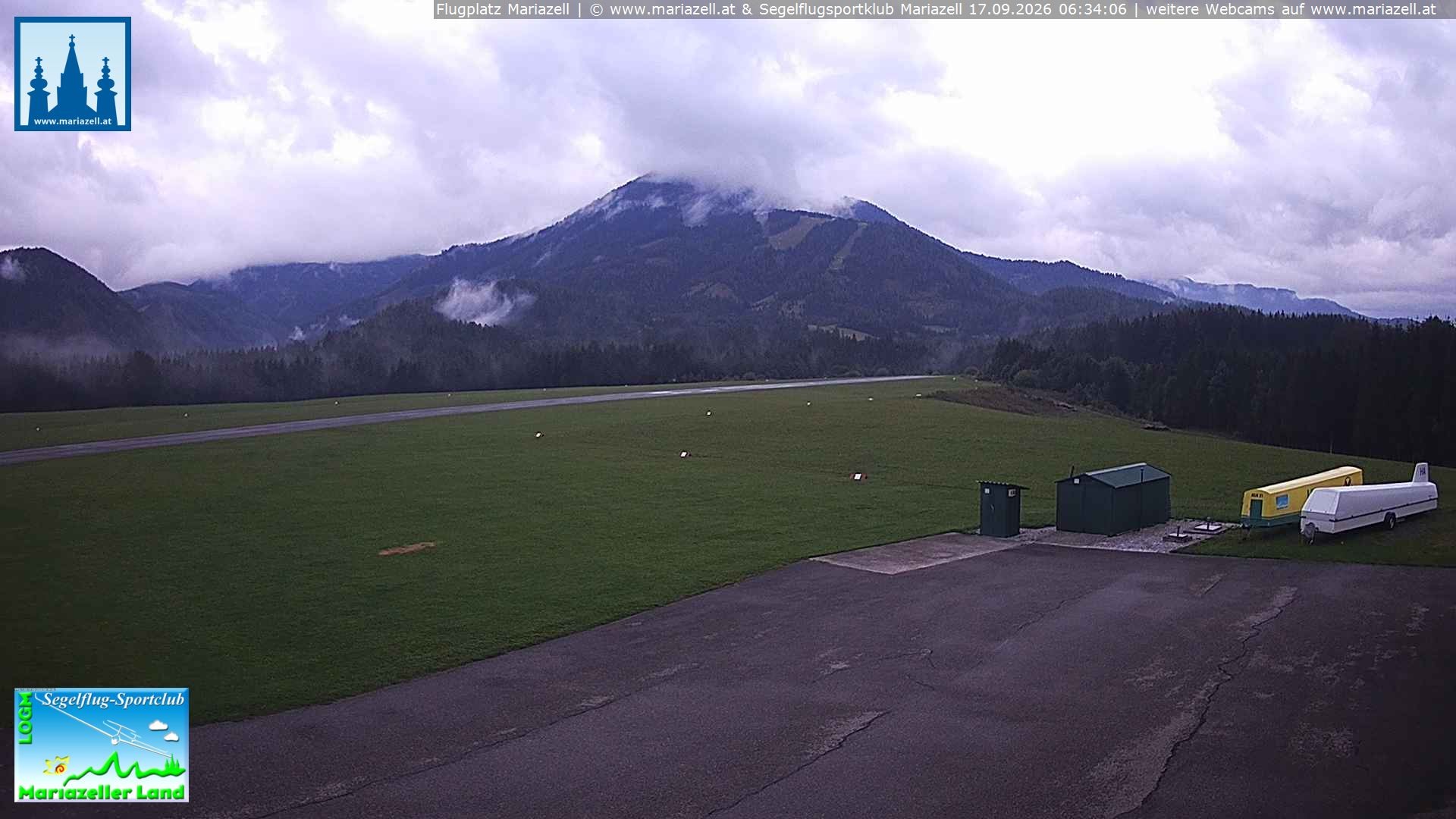 Archiv Foto Webcam Flugplatz Mariazell Blick Richtung Nordwesten