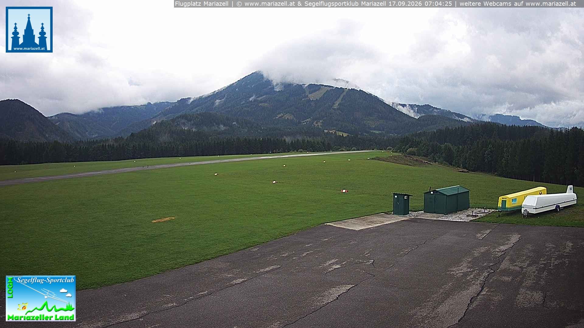 Archiv Foto Webcam Flugplatz Mariazell Blick Richtung Nordwesten
